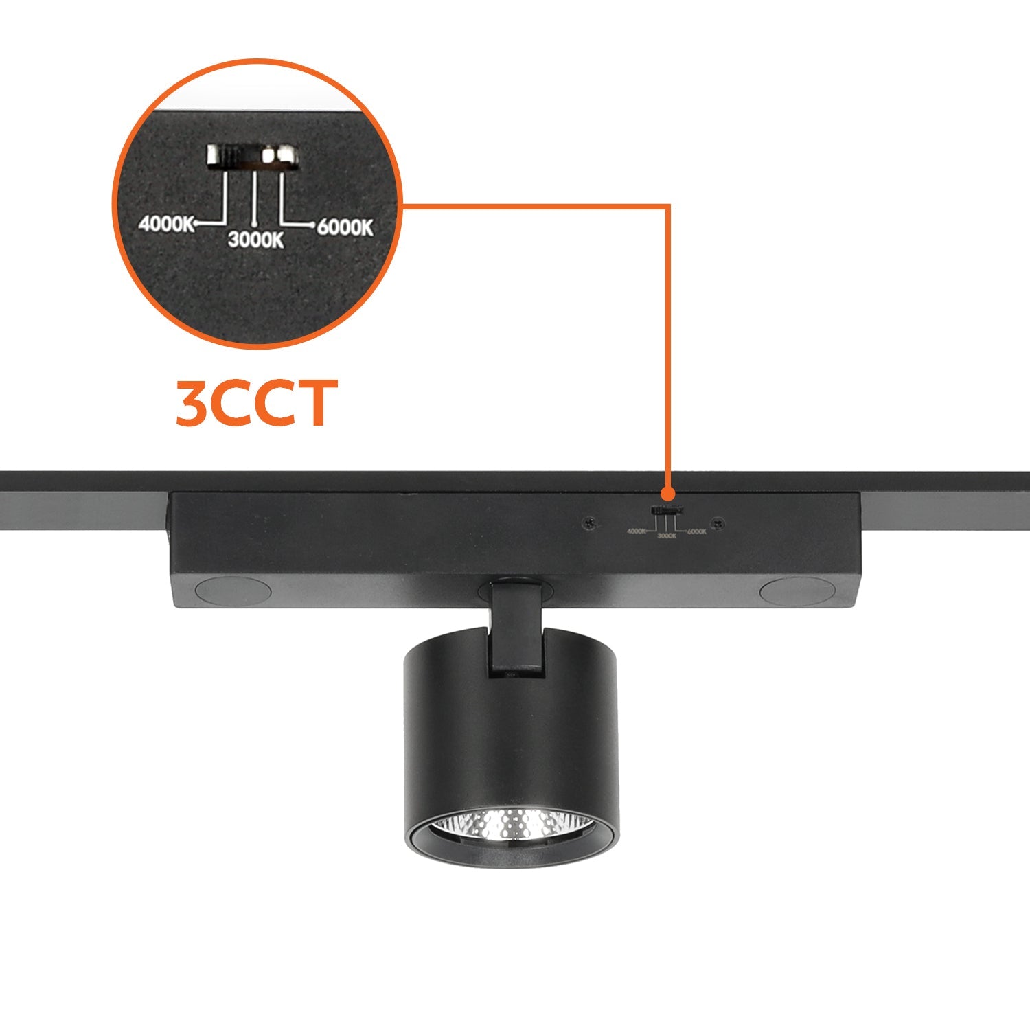 Reflektor magnetyczny LED 7W 3CCT do szyny magnetycznej natynkowej – czarny - LAITICA