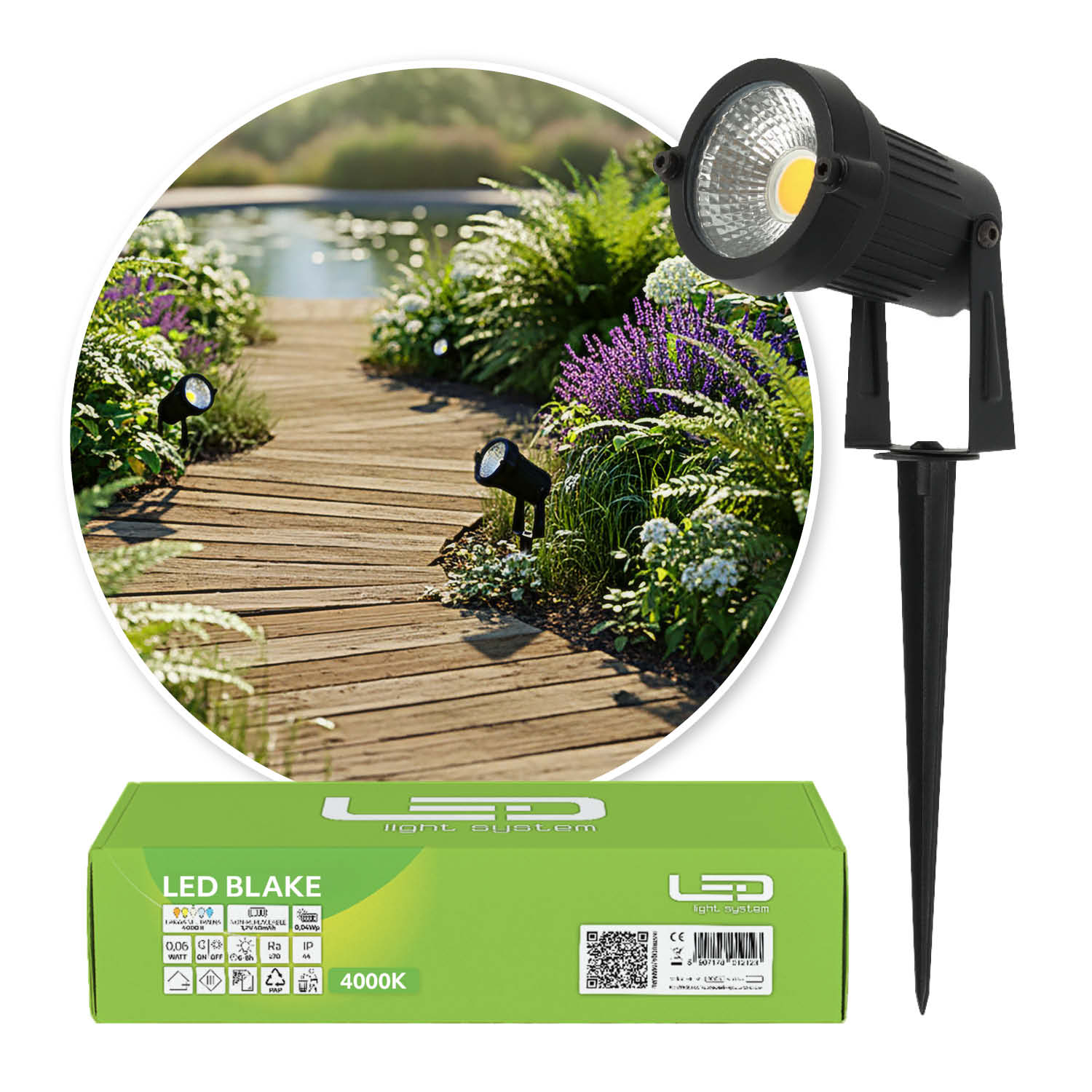 Reflektor Ogrodowy LED 5W IP65 Lampa Ogrodowa Zewnętrzna 4000K - LAITICA