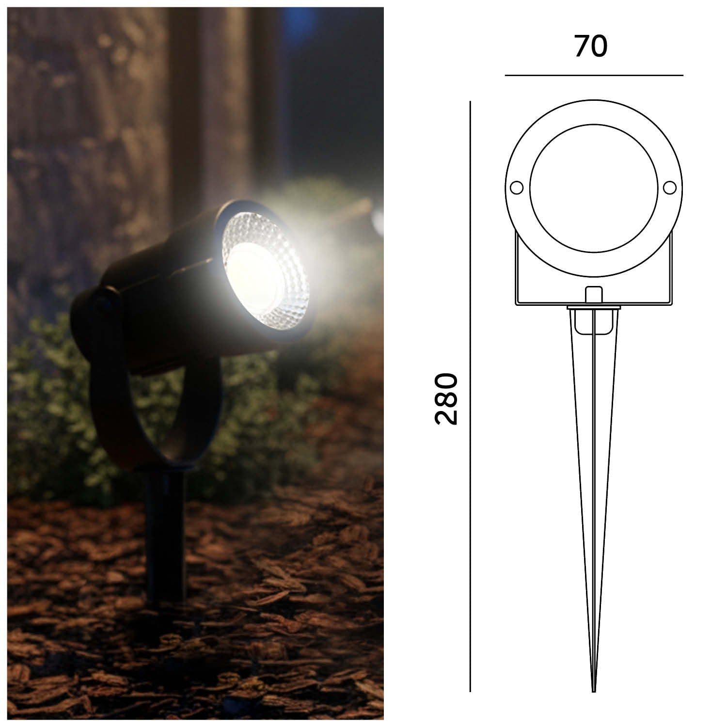 Reflektor Ogrodowy LED 5W IP65 Lampa Ogrodowa Zewnętrzna 4000K - LAITICA