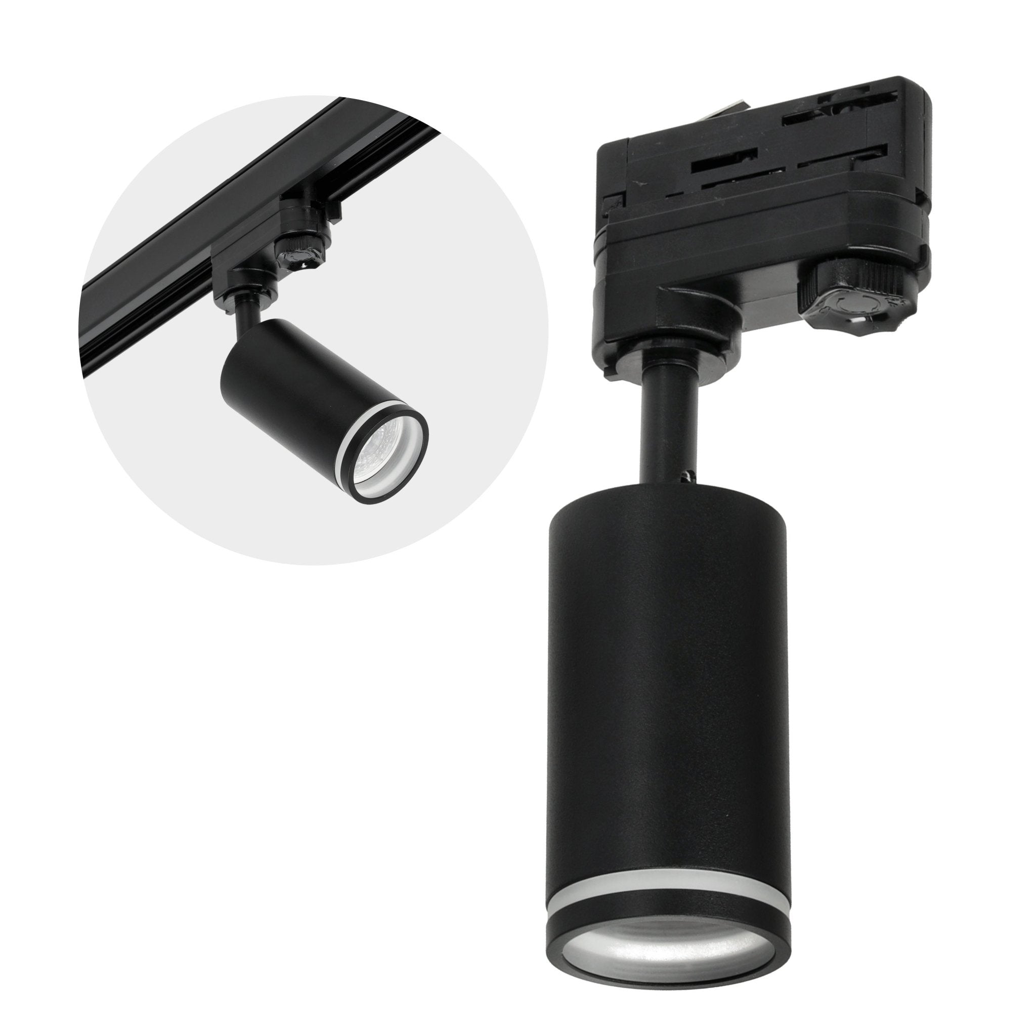 Reflektor Szynowy Czarny Ruchomy 1xGU10 Lampa na Szynoprzewód - LAITICA