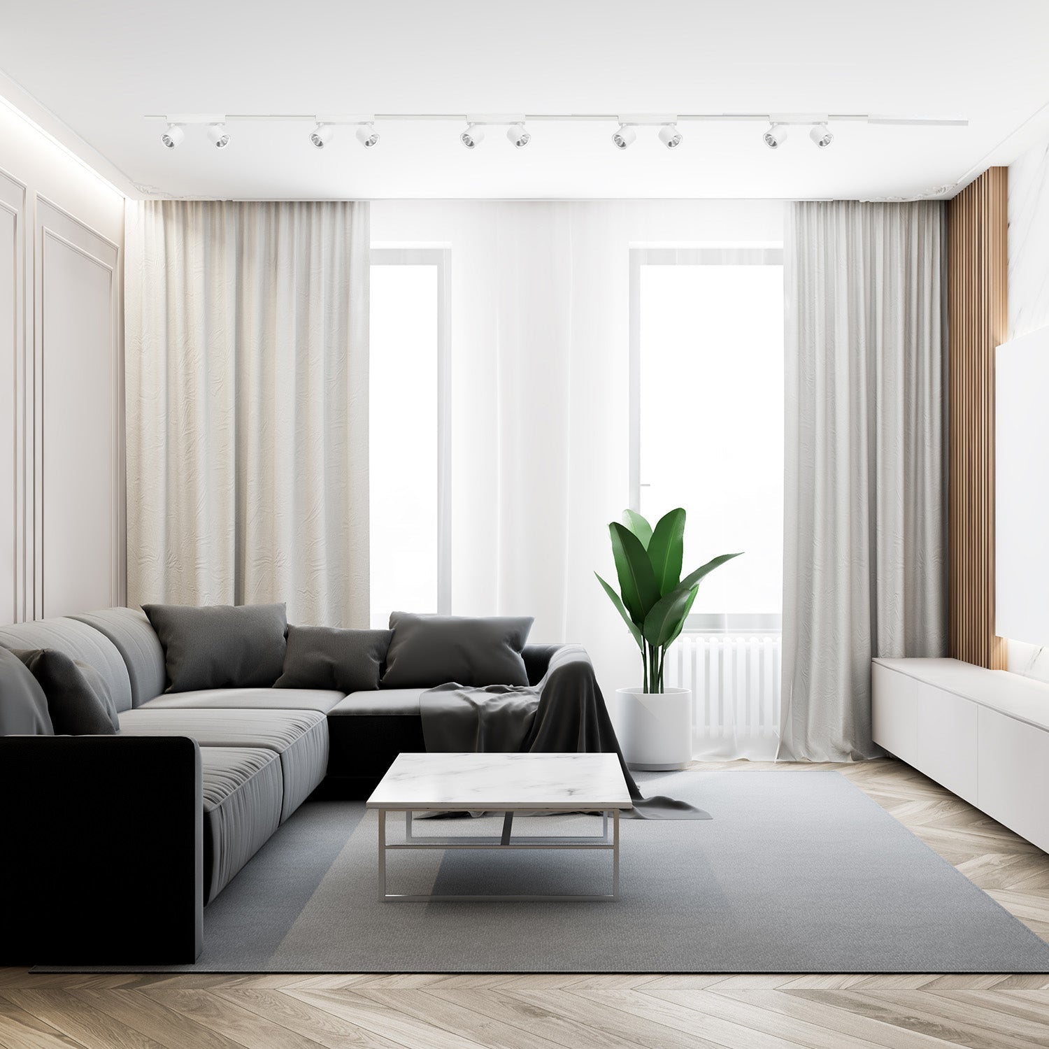 Reflektor szynowy LED 14W (2×7W) do szyn magnetycznych natynkowych 3CCT, biały, 24°, 1162 lm - LAITICA