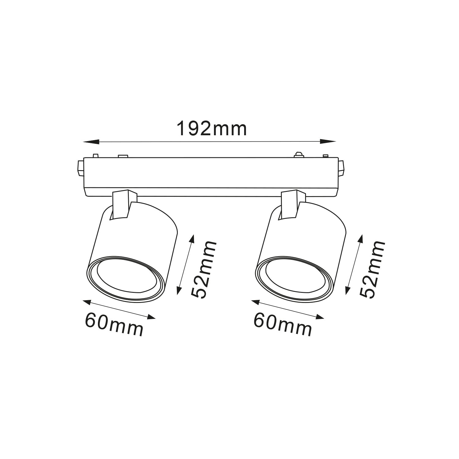Reflektor szynowy LED 14W (2×7W) do szyn magnetycznych natynkowych 3CCT, biały, 24°, 1162 lm - LAITICA