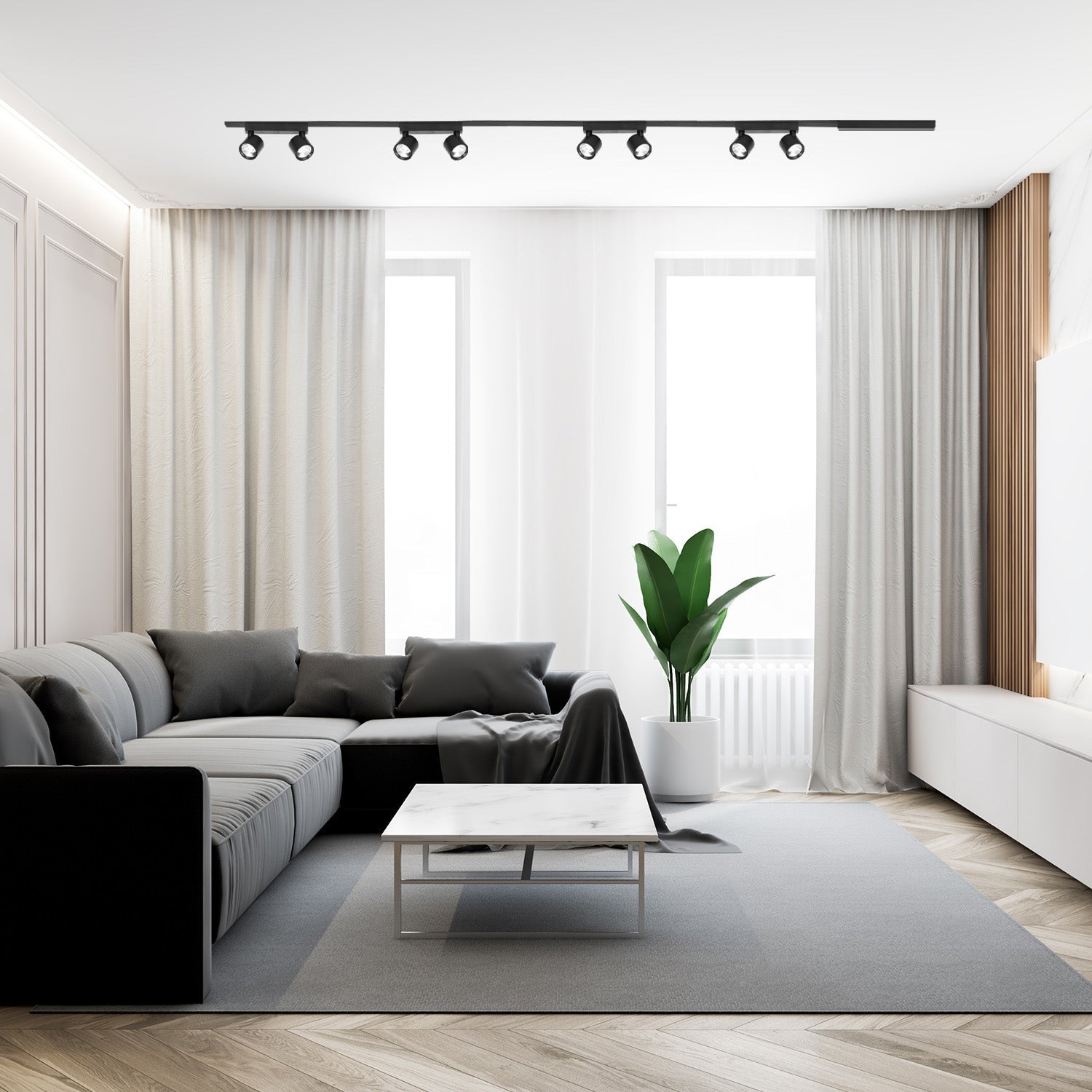 Reflektor szynowy LED 14W (2×7W) do szyn magnetycznych natynkowych 3CCT, czarny, 24°, 1162 lm - LAITICA