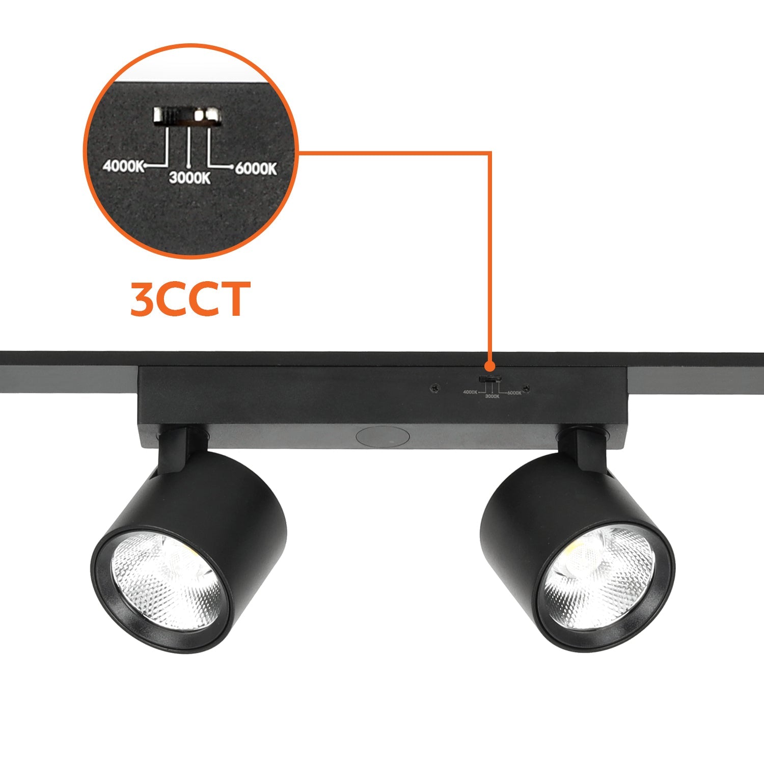 Reflektor szynowy LED 14W (2×7W) do szyn magnetycznych natynkowych 3CCT, czarny, 24°, 1162 lm - LAITICA