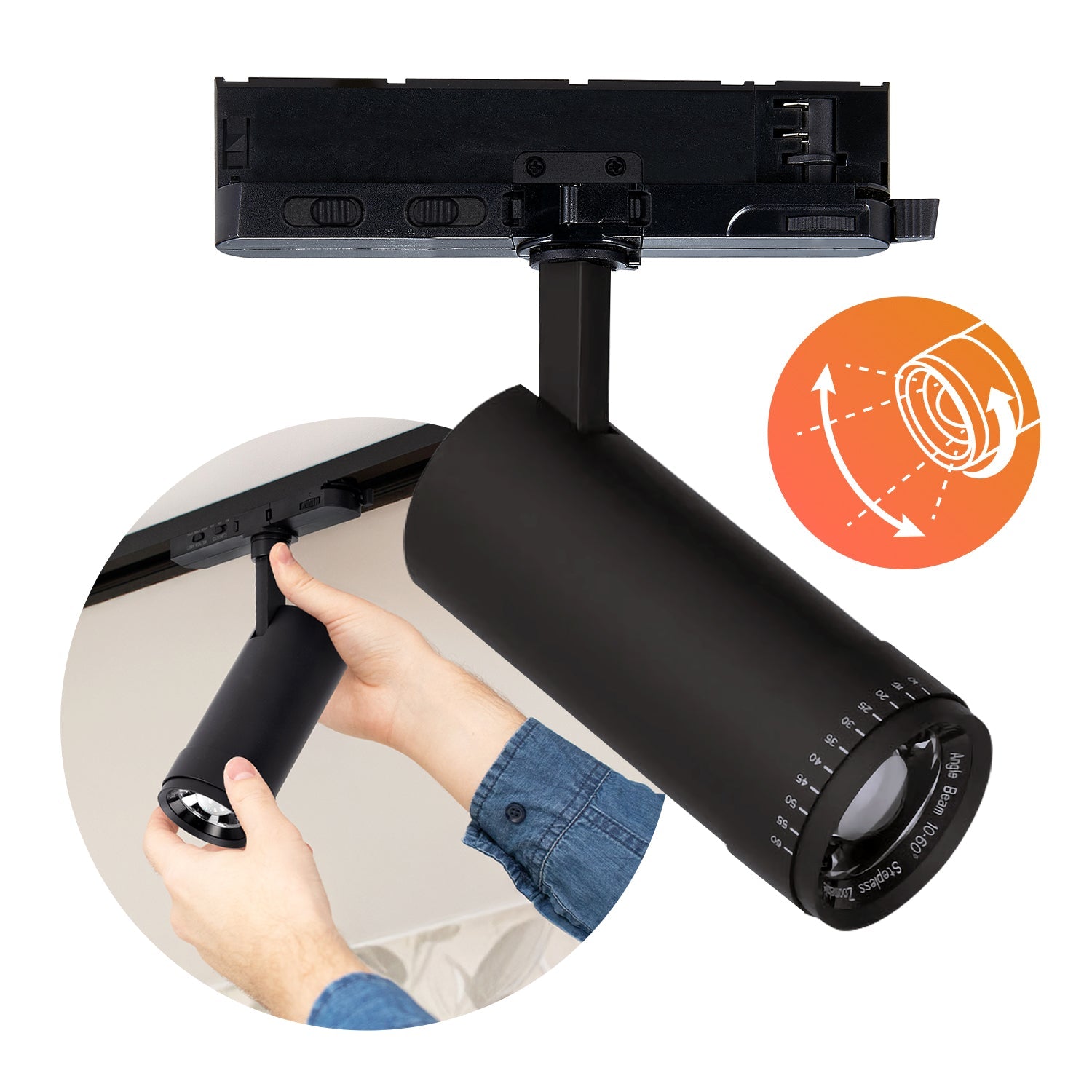 Reflektor Szynowy LED NEXTRACK VISION 10W 3CCT 30-60° Czarny - LAITICA