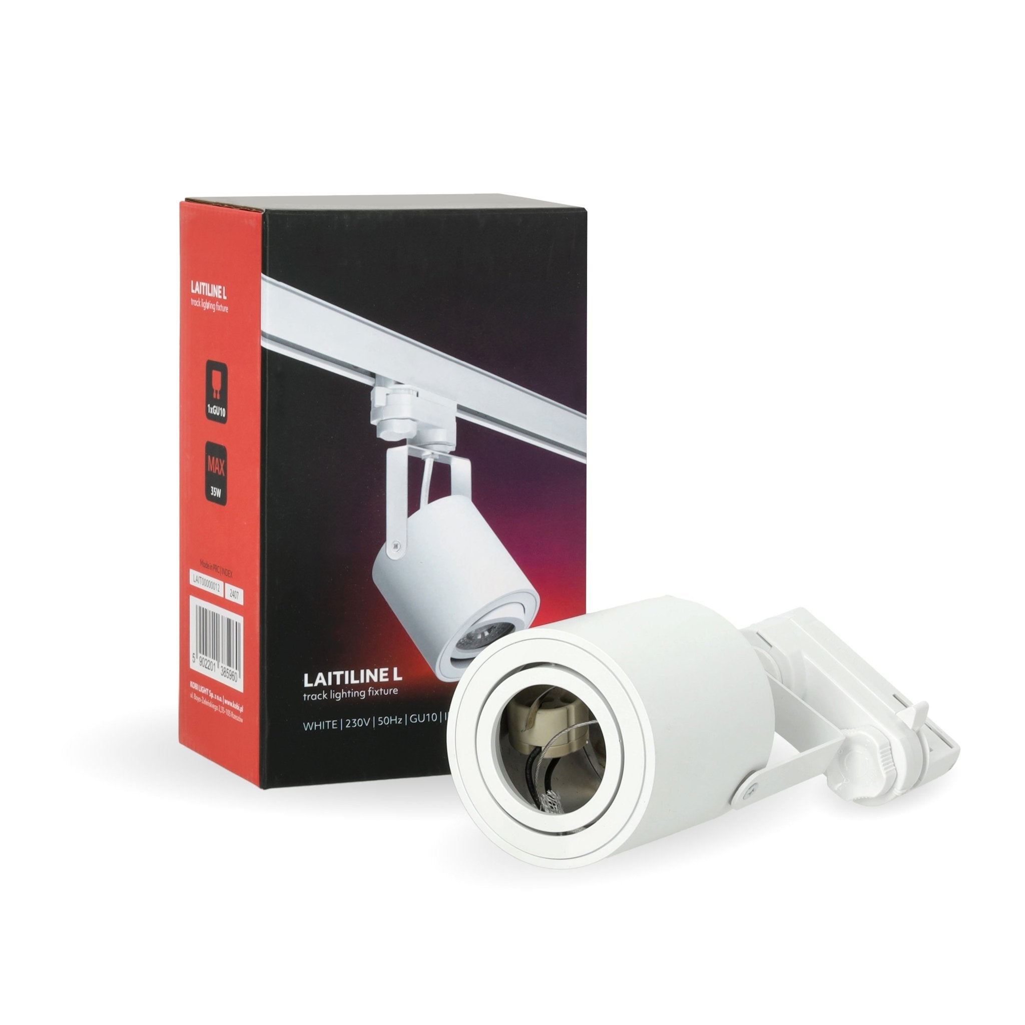 Reflektor Szynowy Spot Biały Oprawa GU10 do Systemu Szynowego Regulowana - LAITICA