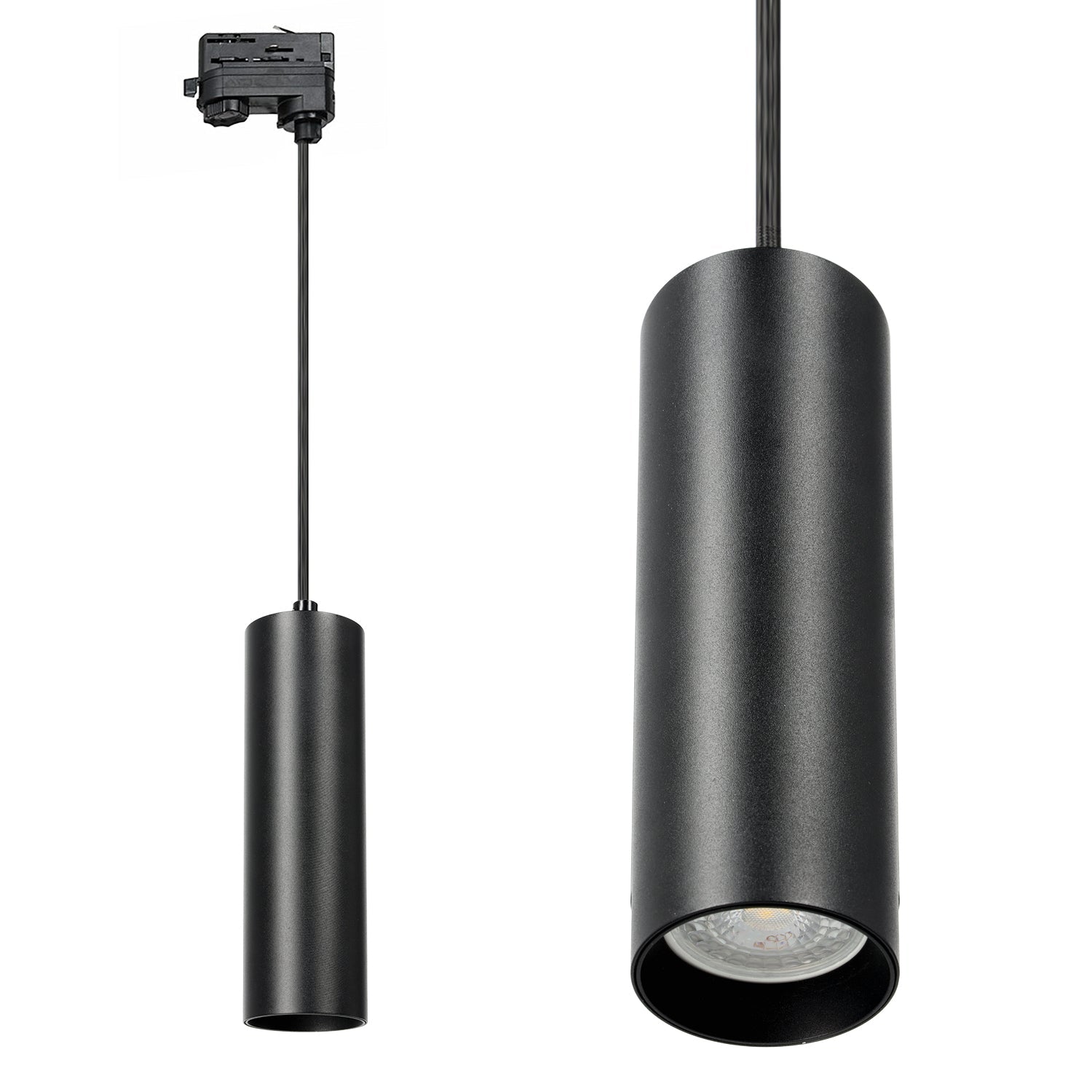 Reflektor szynowy zwieszany 3 - obwodowy 1xGU10 – czarny, lampa na szynoprzewód - LAITICA