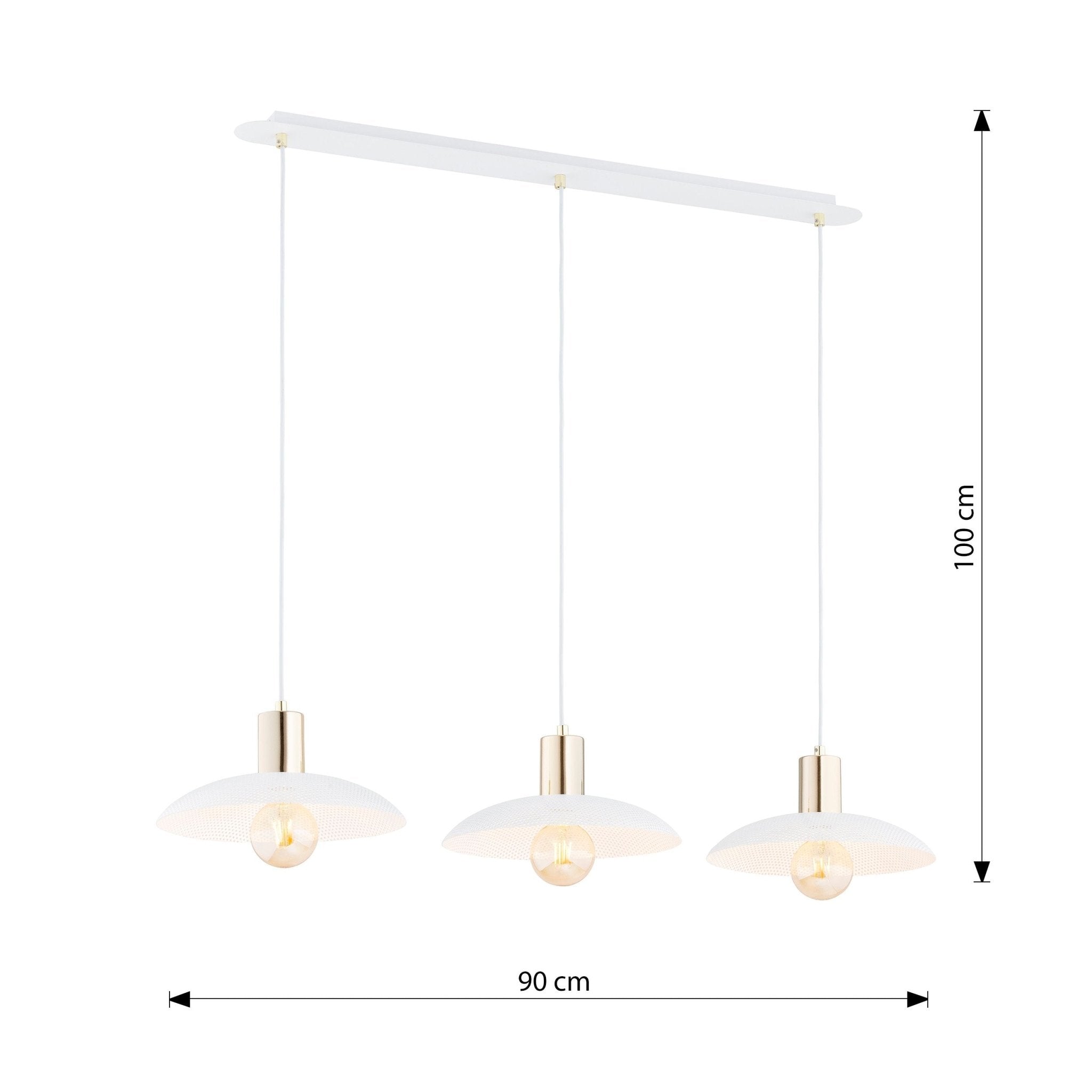 Regulowana lampa sufitowa NELI BIAŁA 3 klosze E27 lampa wisząca - LAITICA