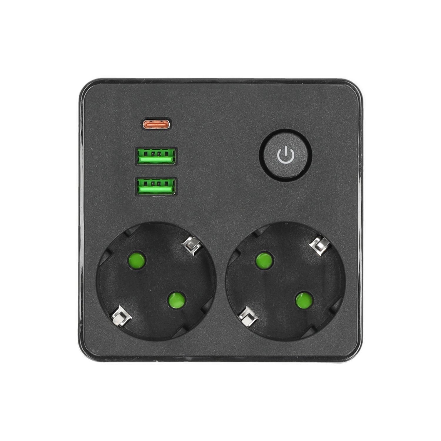 Rozgałęźnik 2 gniazda 230V z USB i USB - C 2500W 10A z wyłącznikiem - LAITICA