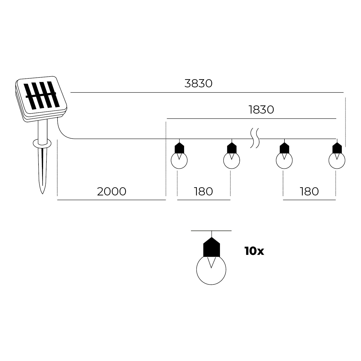 Solarna GIRLANDA ogrodowa LED ASTER 0,12W 10 ozdobnych kulek BARWA ZIMNA - LAITICA