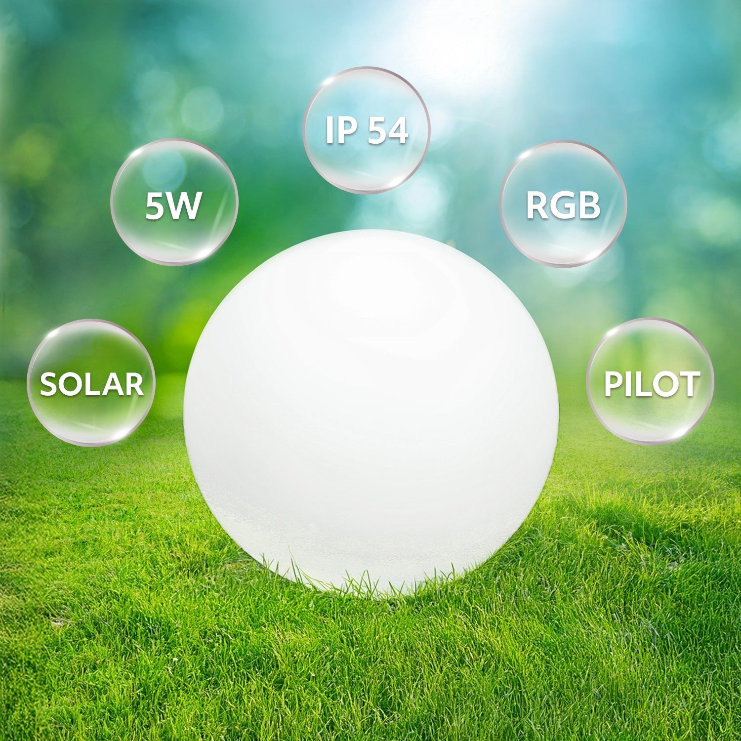 Solarna Lampa Ogrodowa ŚWIECĄCA KULA RGB + 3000K 30cm WODOODPORNA z pilotem - LAITICA