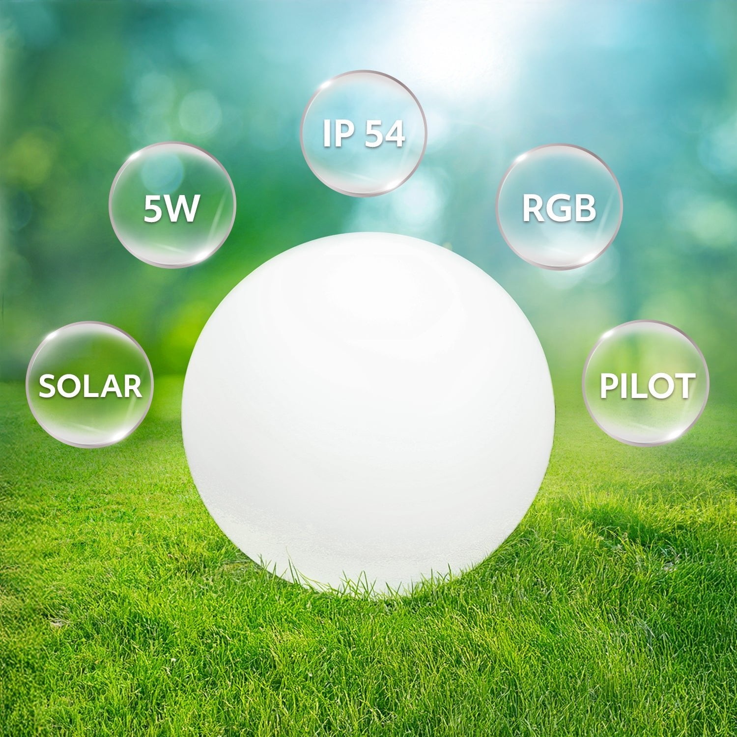 Solarna Lampa Ogrodowa ŚWIECĄCA KULA RGB + 3000K 40cm WODOODPORNA z pilotem - LAITICA