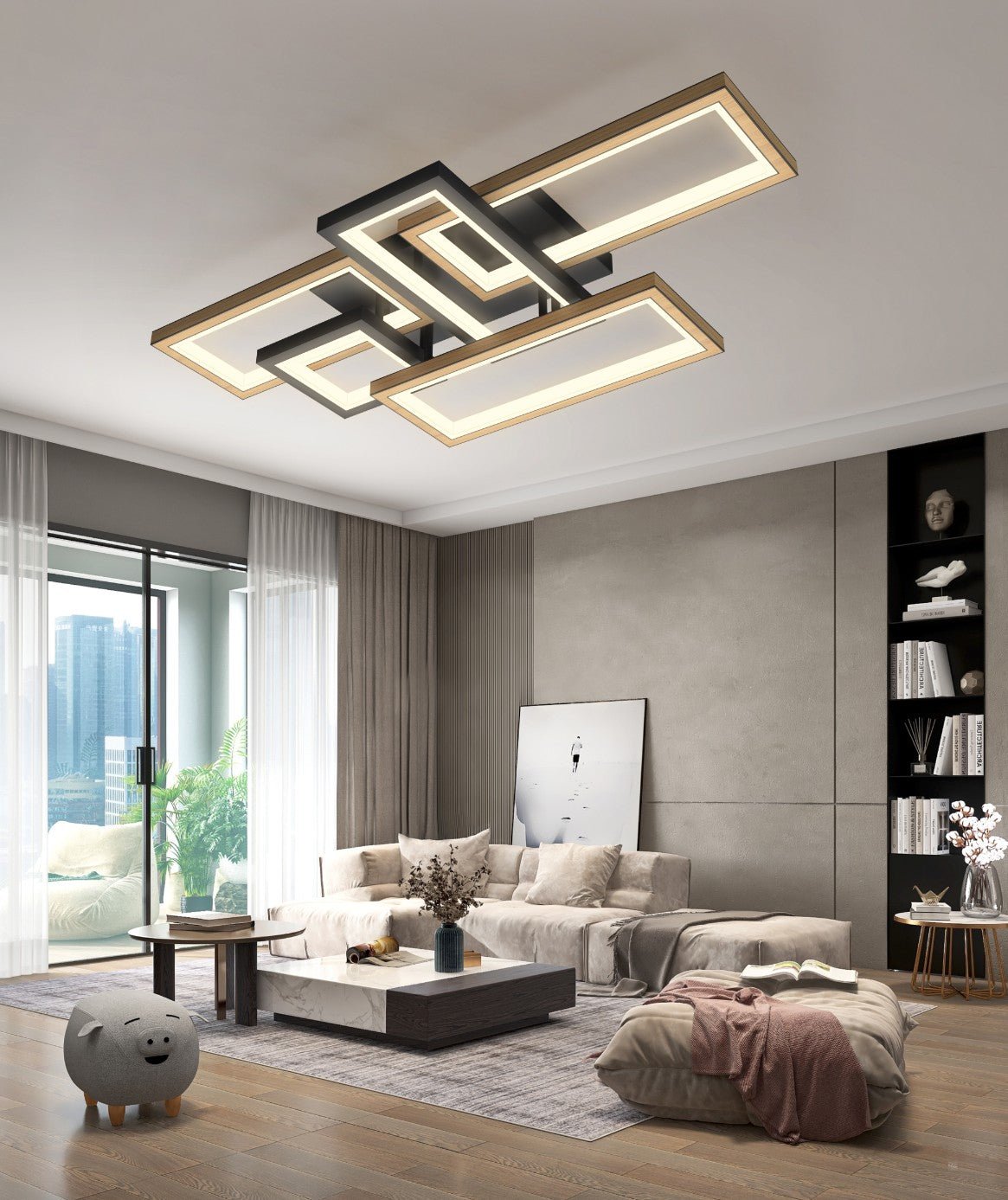 Stylowa lampa sufitowa LED MALTA 5 - punktowa DUŻA barwa ciepła geometryczna - LAITICA