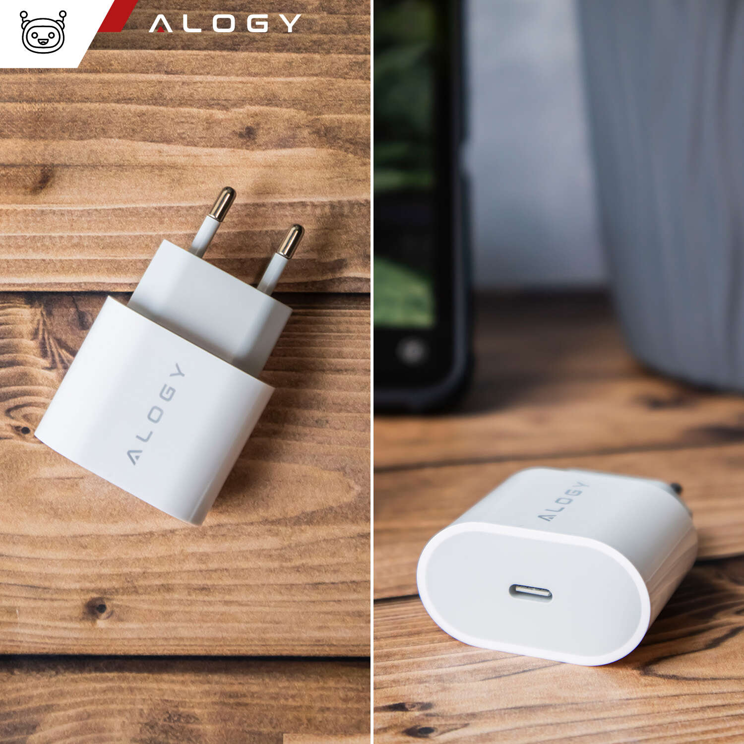Szybka Ładowarka sieciowa 20W Mocna do iPhone ALOGY USB - C USB typ C PD GaN - LAITICA