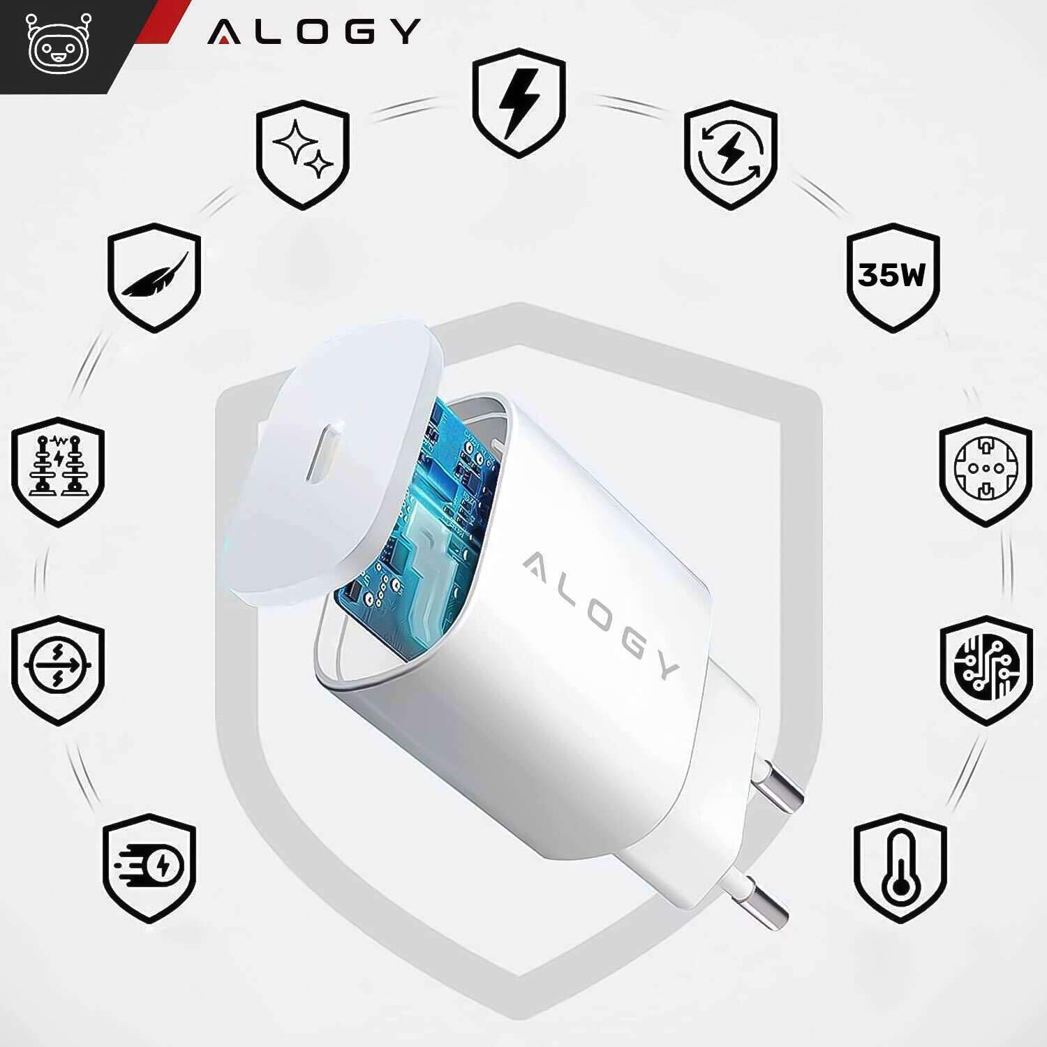 Szybka Ładowarka sieciowa 20W Mocna do iPhone ALOGY USB - C USB typ C PD GaN - LAITICA