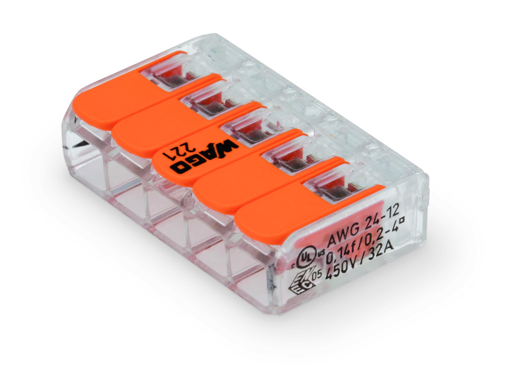 Szybkozłączka WAGO 5 gniazd 0,14 - 4mm 221 - 415 złączka zaciskowa - LAITICA