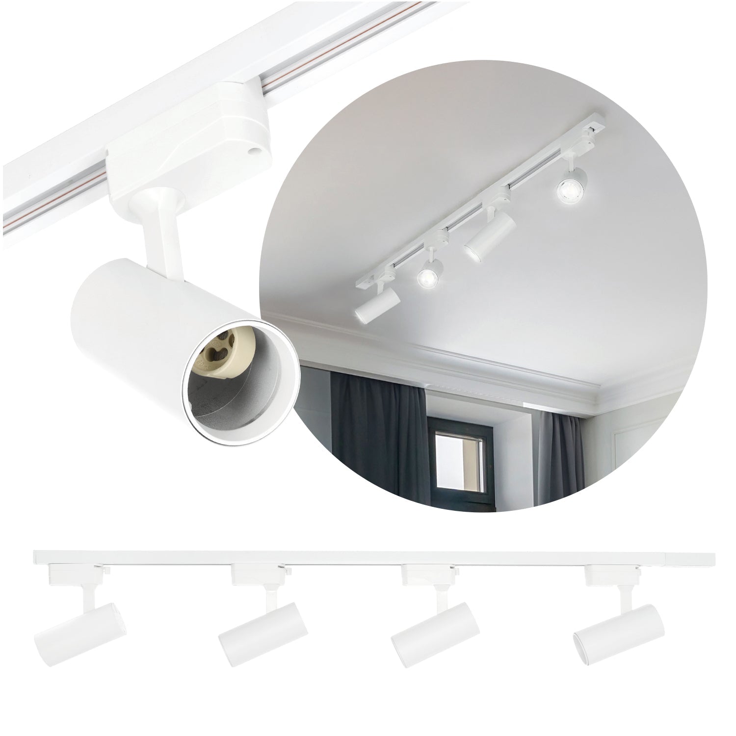 Szynoprzewód Szyna 1m + 4x Lampa GU10 LED Oświetlenie szynowe białe - Zestaw - LAITICA