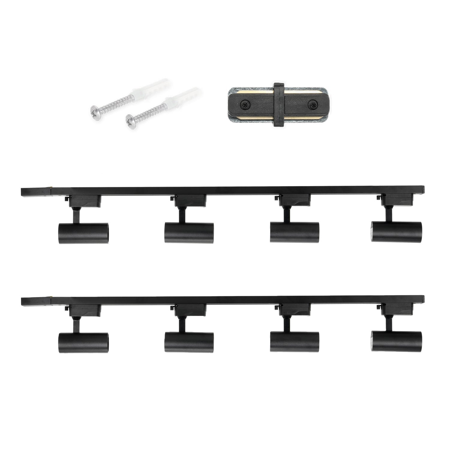 Szynoprzewód Zestaw Szyna 1mx1m + 8x Lampa GU10 LED | Oświetlenie szynowe czarne + łącznik - LAITICA