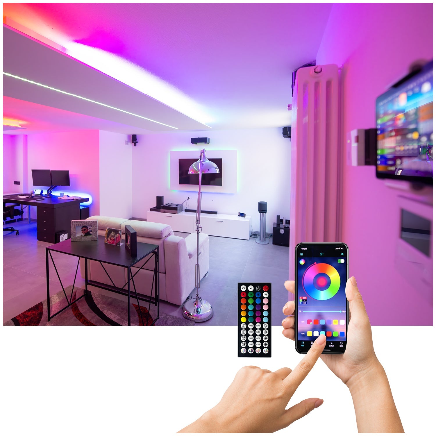 Taśma LED 15M RGB Kolorowa SMART HOME Aplikacja Miganie w Rytm Muzyki PILOT - LAITICA