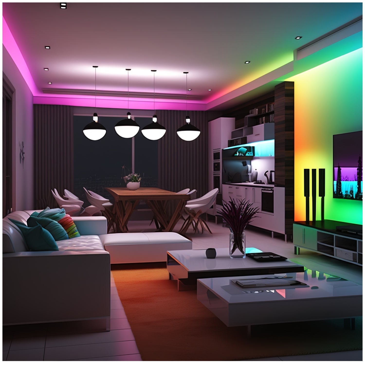 Taśma LED 5M RGB Kolorowa SMART HOME Aplikacja Miganie w Rytm Muzyki PILOT - LAITICA