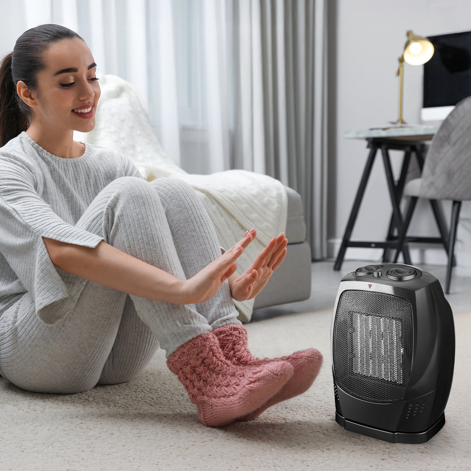 Termowentylator ceramiczny 1500W z termostatem i oscylacją | Elektryczna farelka przenośna - LAITICA