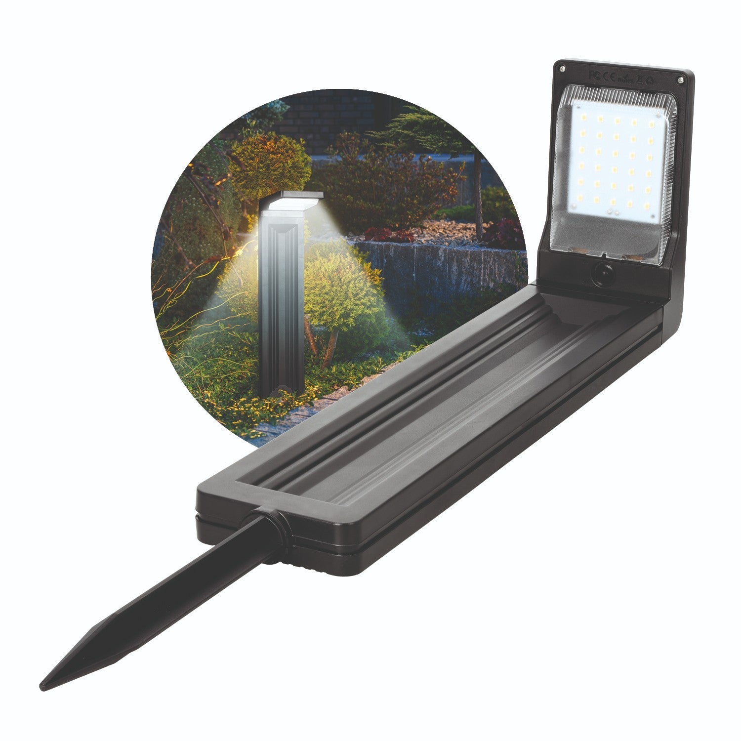 Wbijana lampa ogrodowa MILIA zasilanie solarne BARWA ZIMNOBIAŁA słupek IP44 - LAITICA