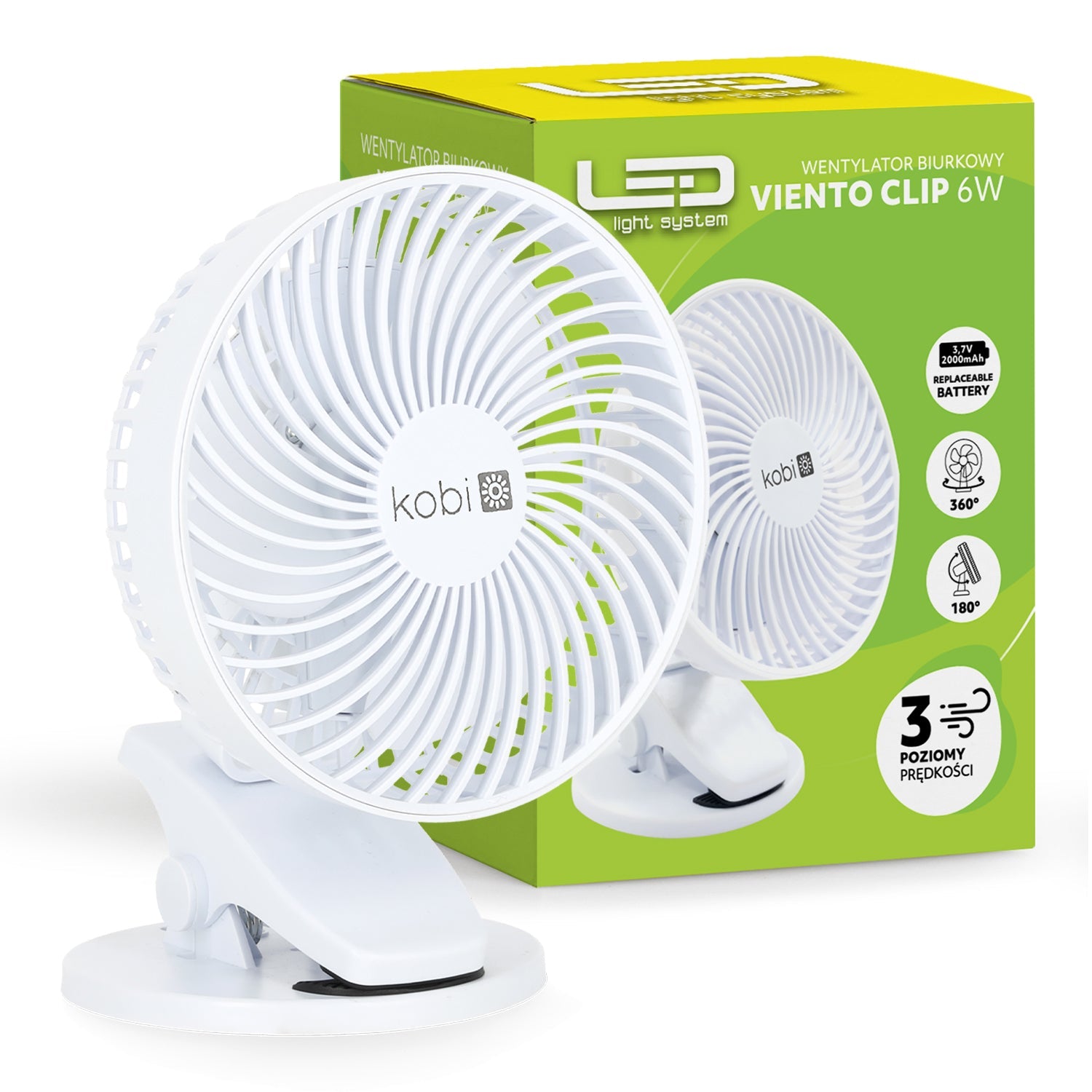 Wentylator biurkowy VIENTO CLIP biały - LAITICA