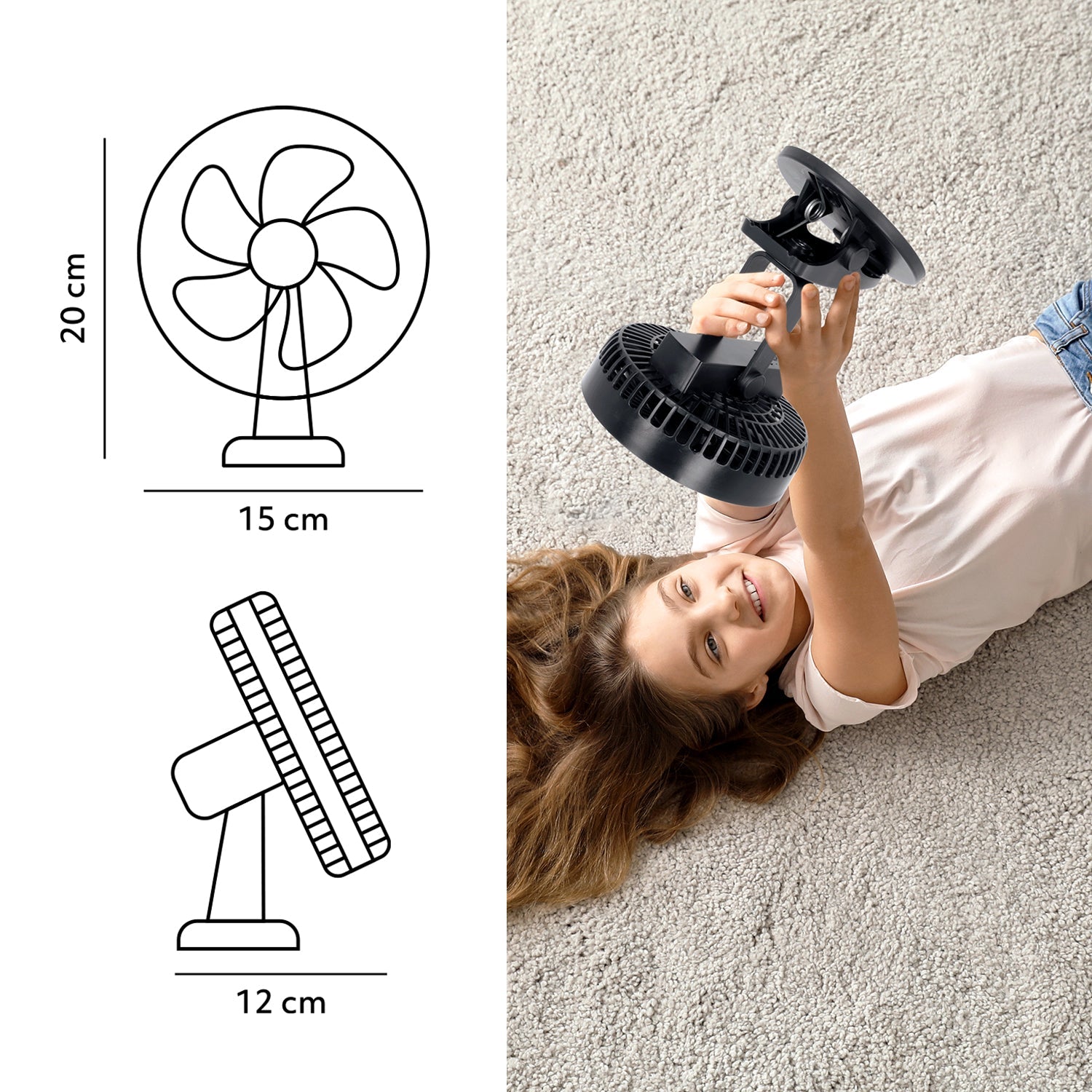 Wentylator biurkowy VIENTO CLIP czarny - LAITICA