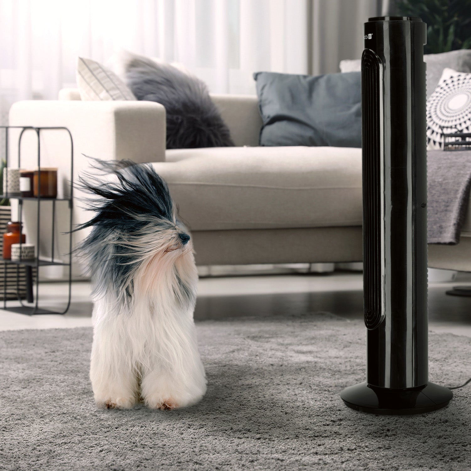 Wentylator kolumnowy NOIR 45W CZARNY stojący 3 PRĘDKOŚCI cichy obrotowy - LAITICA