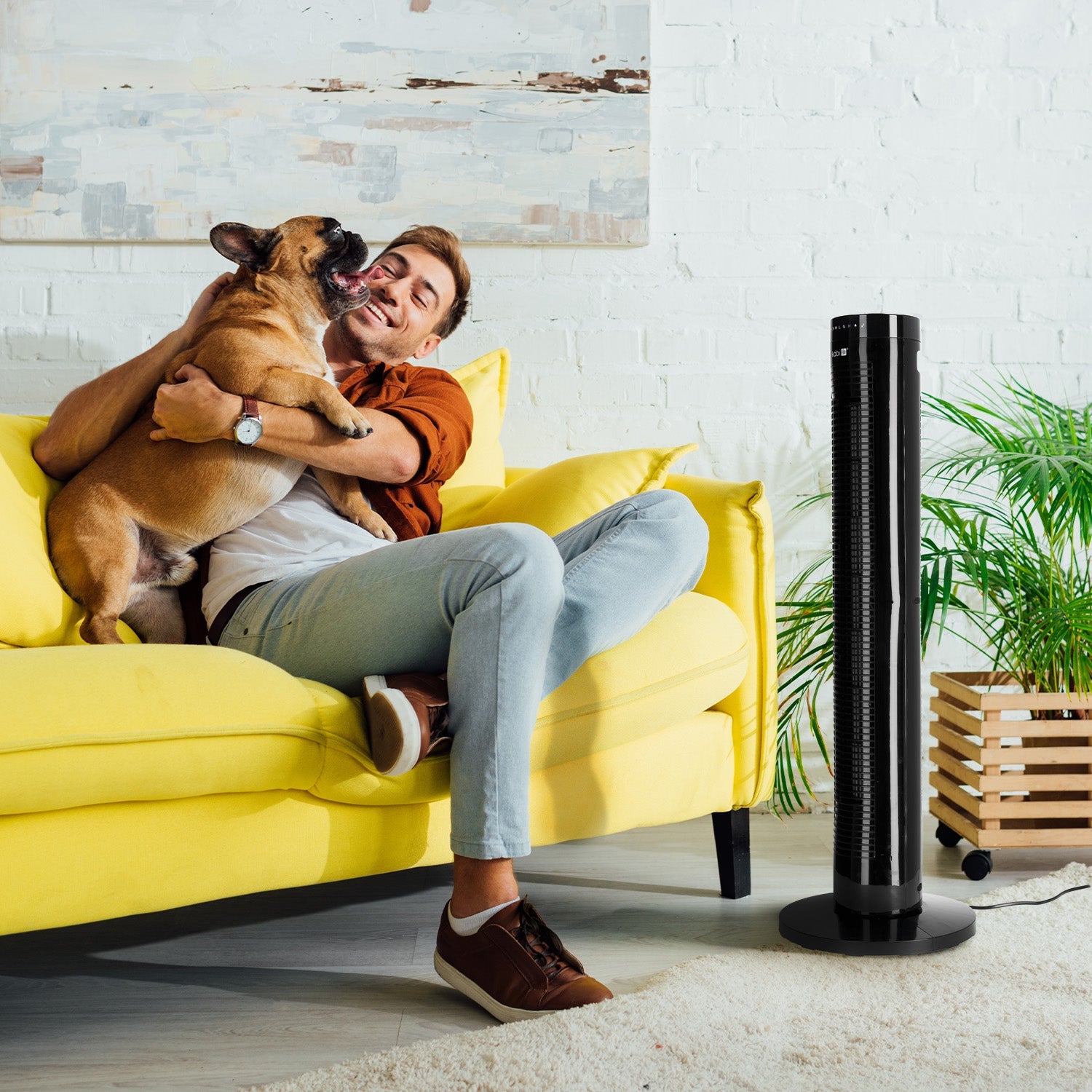 Wentylator kolumnowy VENT 45W CZARNY z pilotem stojący 3 PRĘDKOŚCI cichy - LAITICA