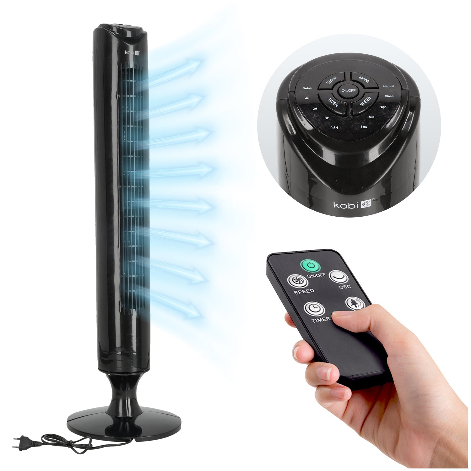 Wentylator wieżowy LISSE 2 ST 45W czarny - LAITICA