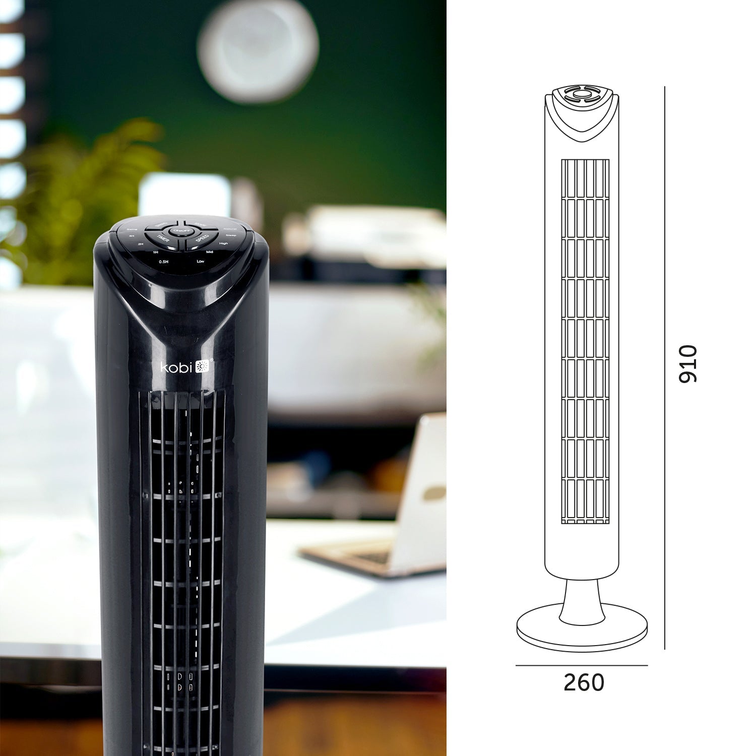 Wentylator wieżowy LISSE 2 ST 45W czarny - LAITICA