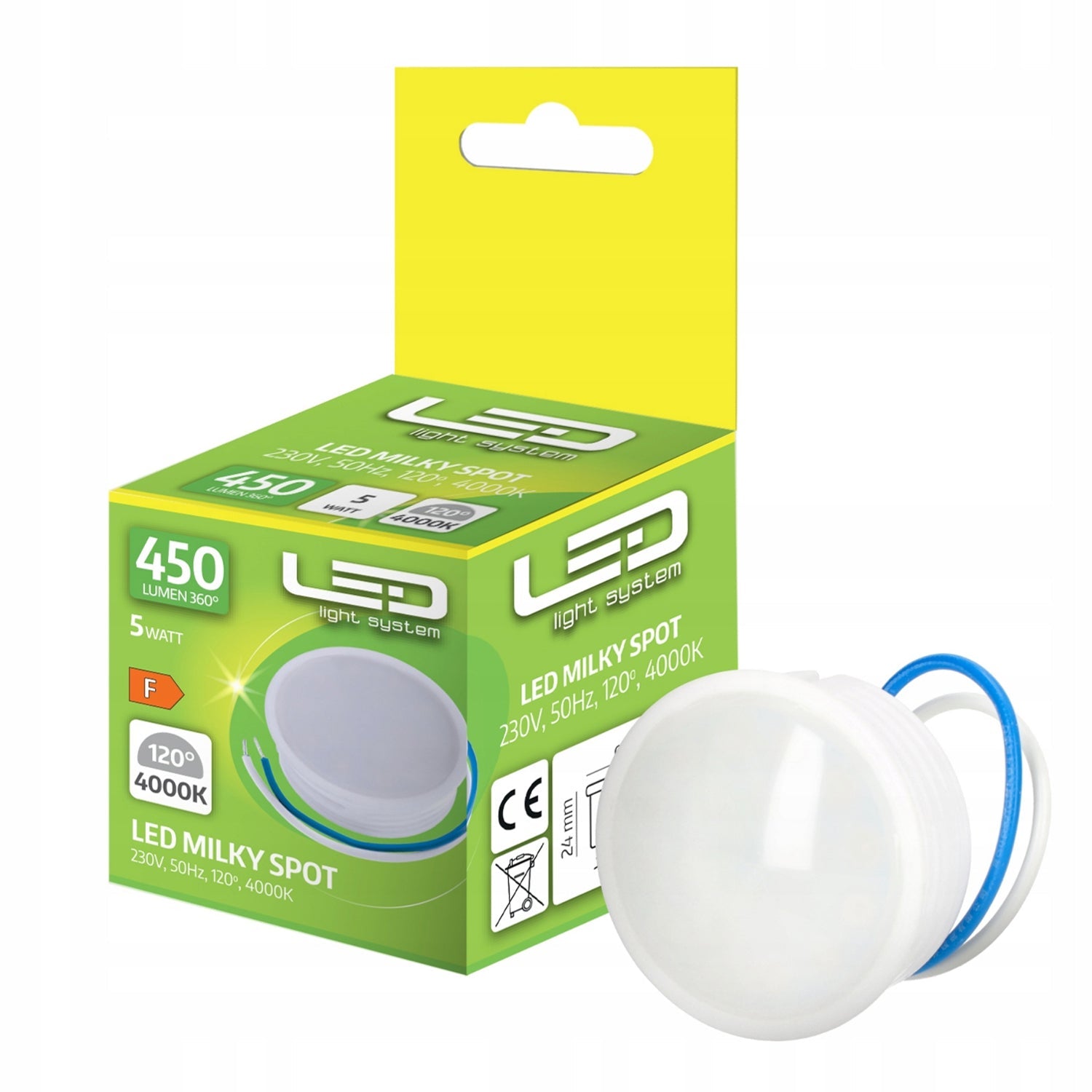 Wkład Moduł Żarówka LED 5W BARWA BIAŁA neutralna 450lm 120° 4000K - LAITICA