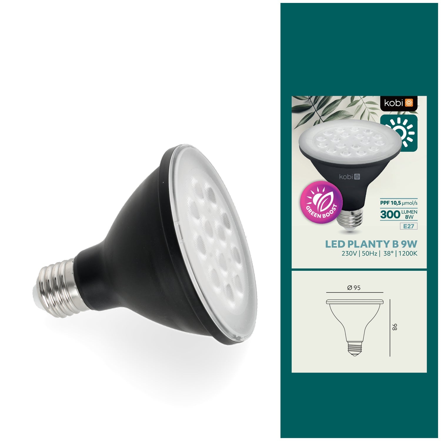 Żarówka czarna LED 9W do Uprawy Roślin E27 do Wzrostu Doświetlania - LAITICA
