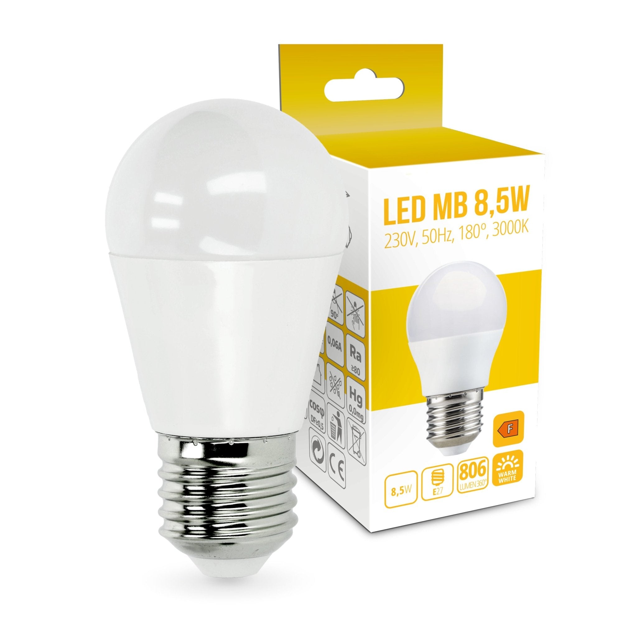 Żarówka kulka LED MB 8,5W E27 Barwa Ciepłobiała 806lm 3000K - LAITICA
