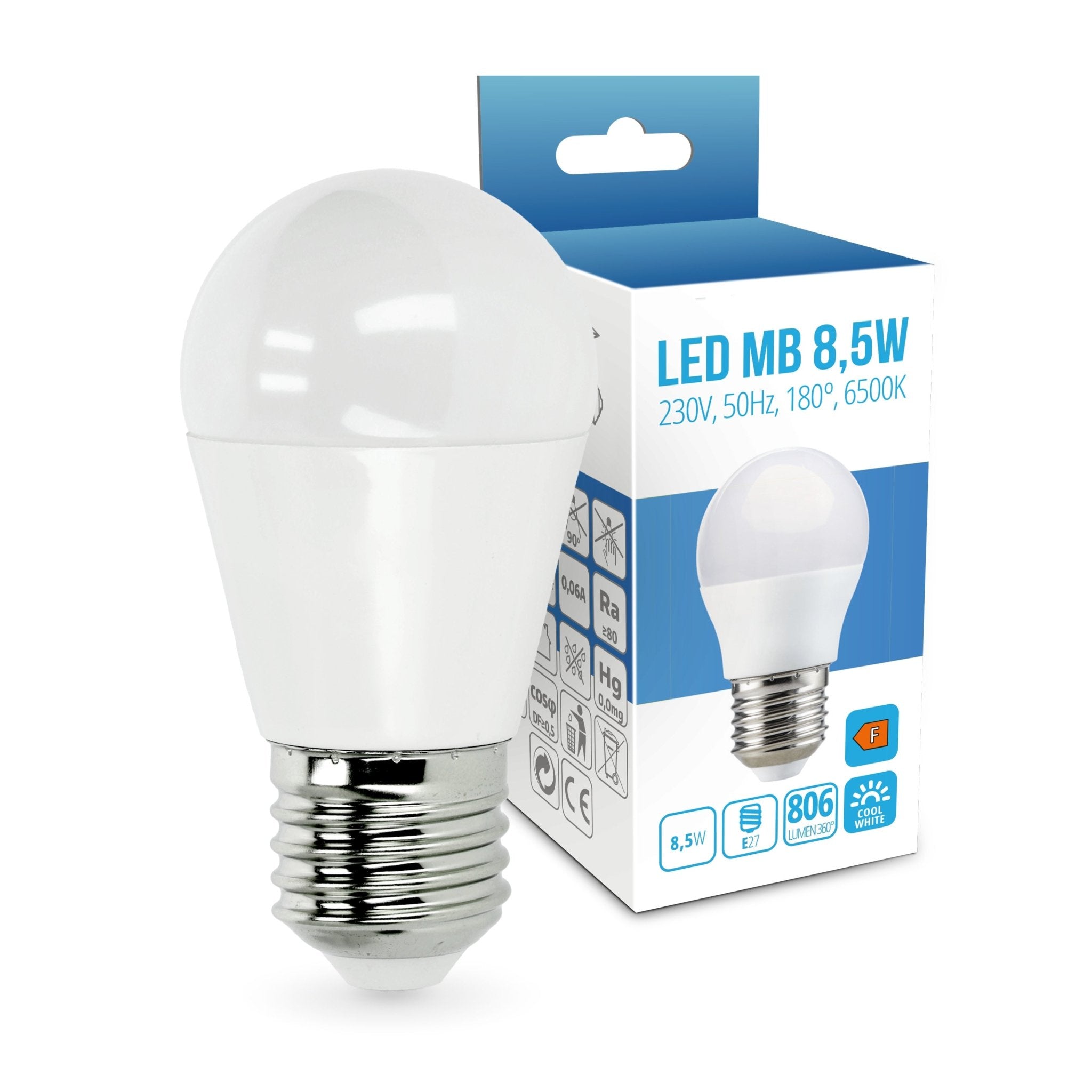 Żarówka kulka LED MB 8,5W E27 Barwa Zimnobiała 806lm 6500K - LAITICA