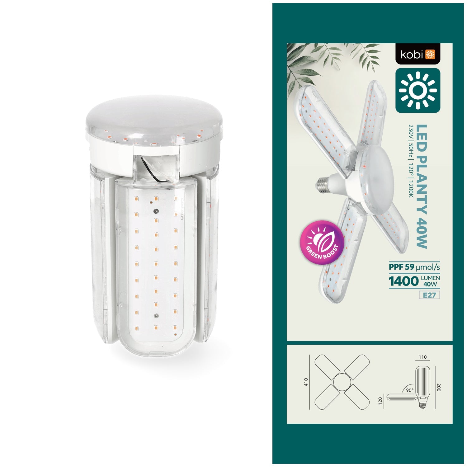 Żarówka Lampa Do Uprawy Wzrostu Roślin 40W E27 Oświetlenie LED Mocna - LAITICA