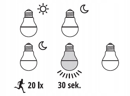 Żarówka LED 9W E27 PREMIUM barwa ciepłobiała 3000K czujnik ruchu i natężenia światła - LAITICA