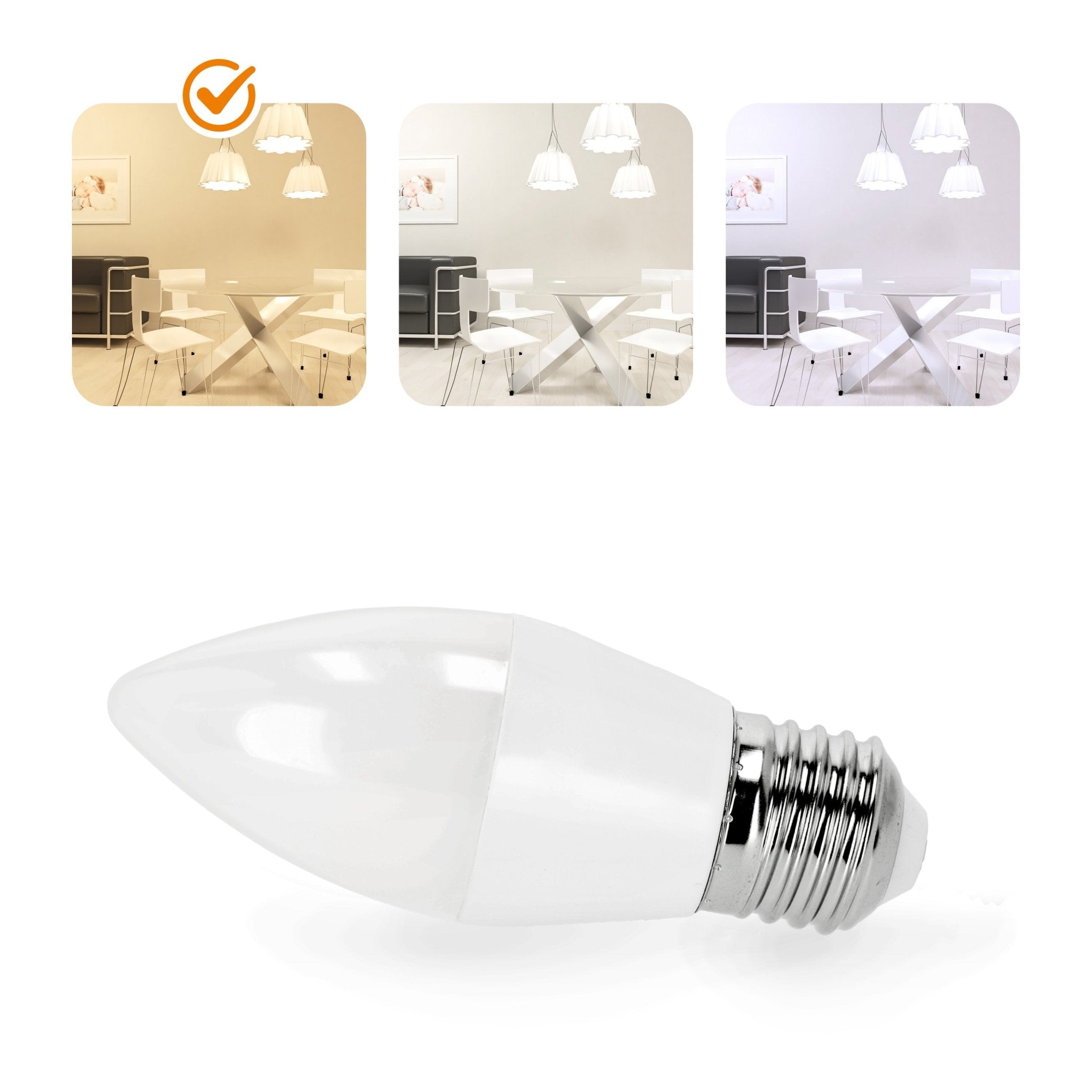 Żarówka świeczka LED SW 8,5W E27 Barwa Biała Ciepła 180 stopni 3000K - LAITICA