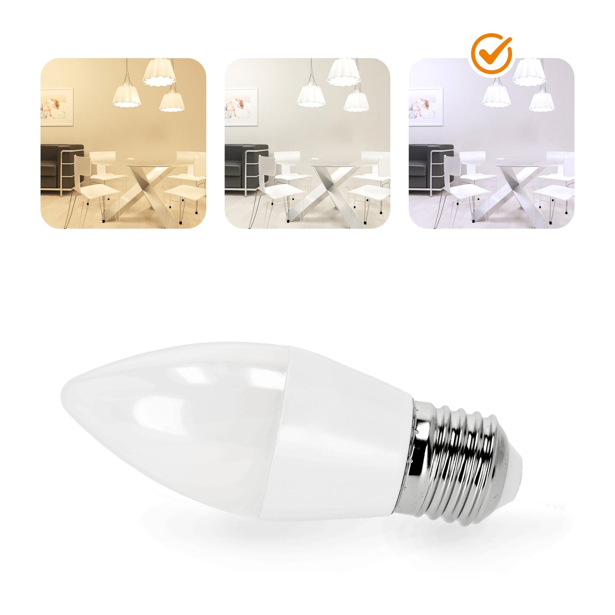 Żarówka świeczka LED SW 8,5W E27 Barwa Biała Zimna 180 stopni 6500K - LAITICA