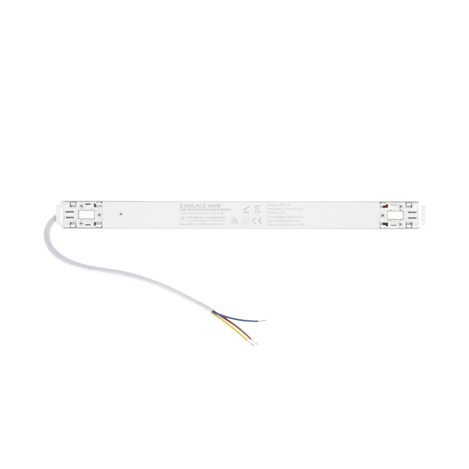Zasilacz 100W do szyny magnetycznej natynkowej 1 - fazowej 48V – biały - LAITICA