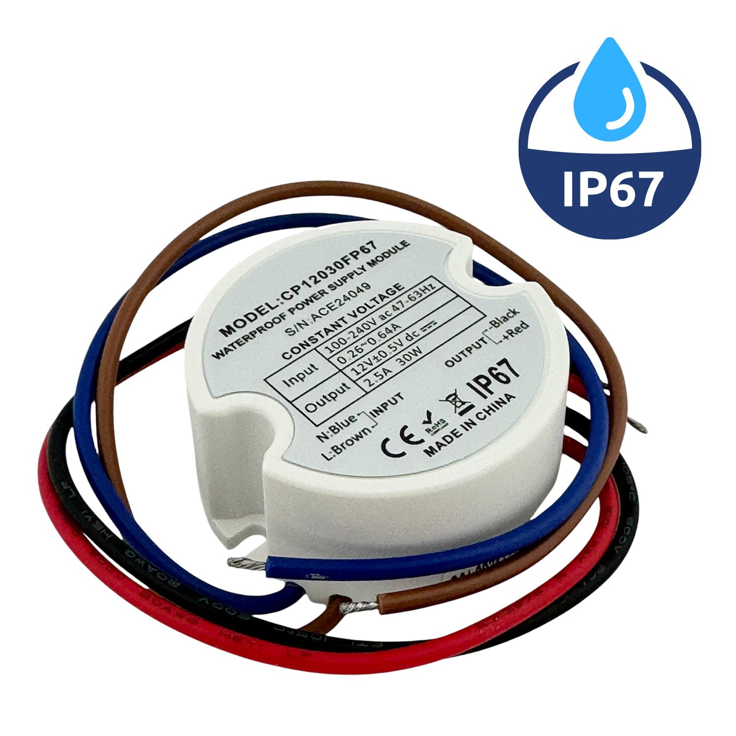 Zasilacz 12V 30W 2.5A IP67 Moduł Puszkowy LED – Kompaktowy, Wodoodporny - LAITICA
