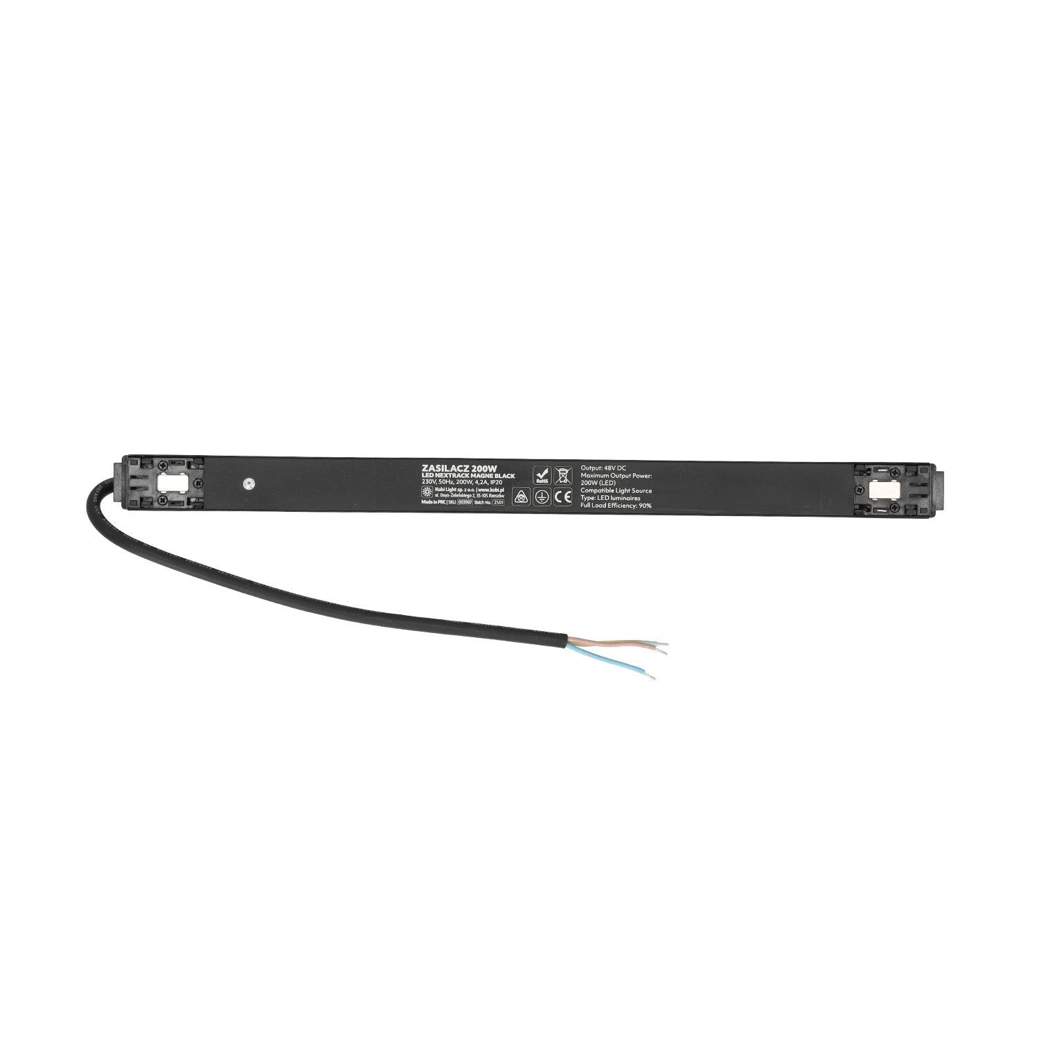 Zasilacz 200W do szyny magnetycznej natynkowej 1 - fazowej 48V – czarny - LAITICA