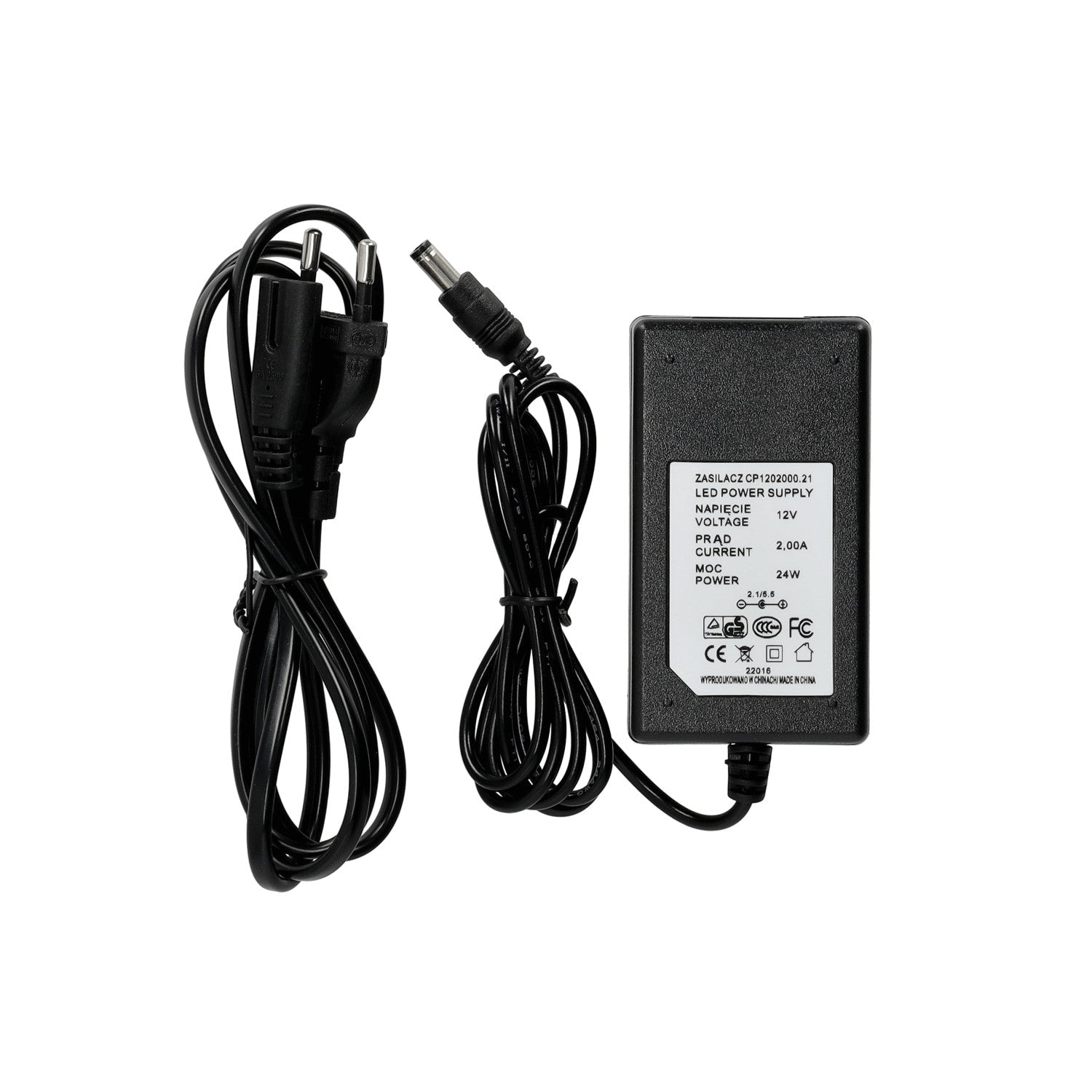 Zasilacz DESKTOP 12V 24W napięciowy 2,0A CZARNY - LAITICA