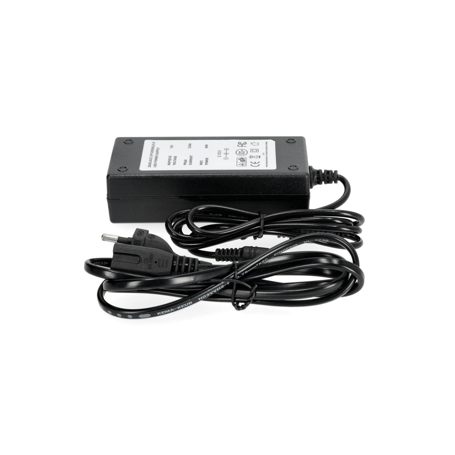 Zasilacz DESKTOP 12V 60W napięciowy 5,0A CZARNY - LAITICA