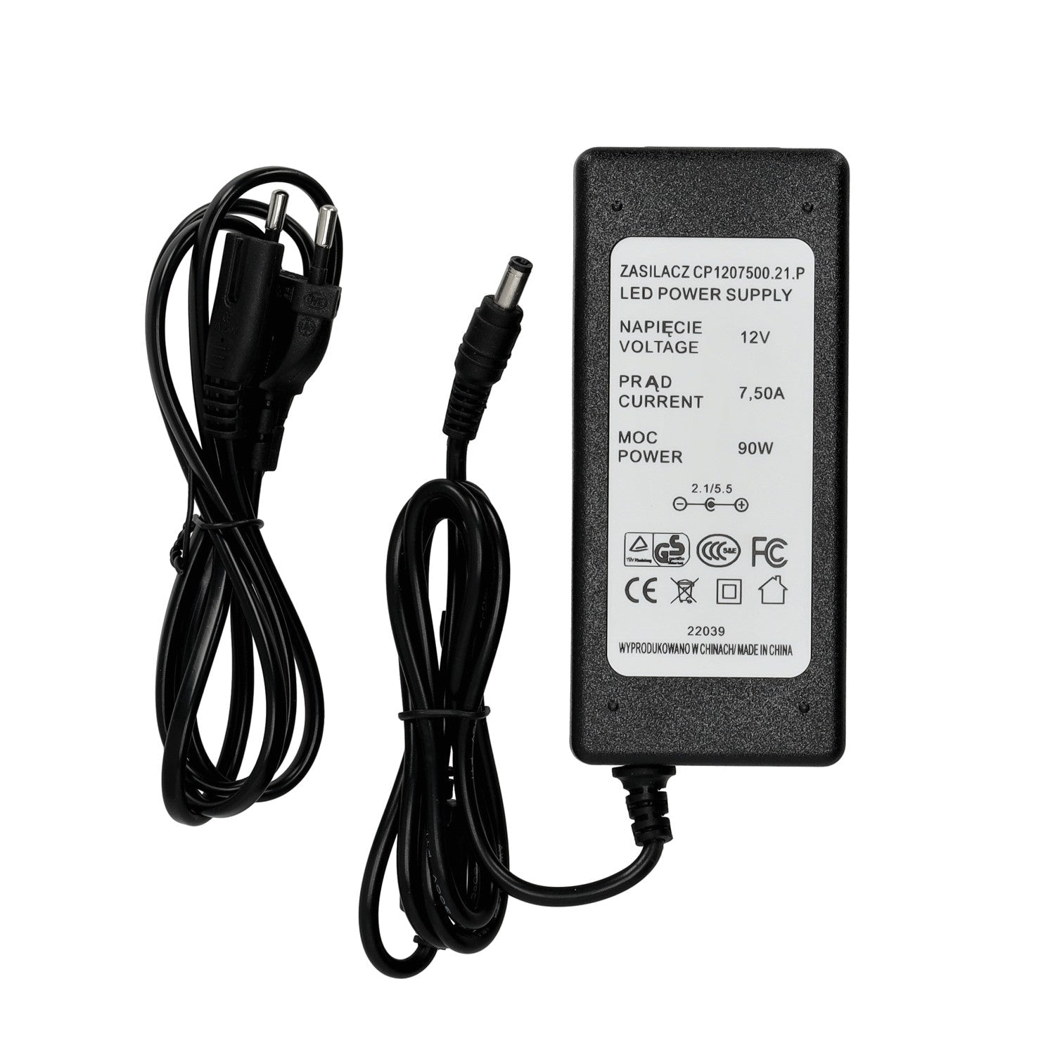 Zasilacz DESKTOP 12V 90W napięciowy 7,5A CZARNY - LAITICA