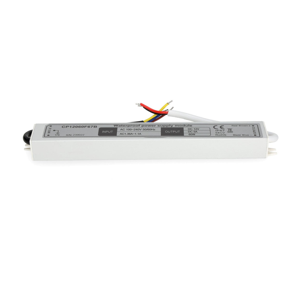 Zasilacz LED instalacyjny TAŚMY LED 12V 60W 5,0A IP67 - LAITICA