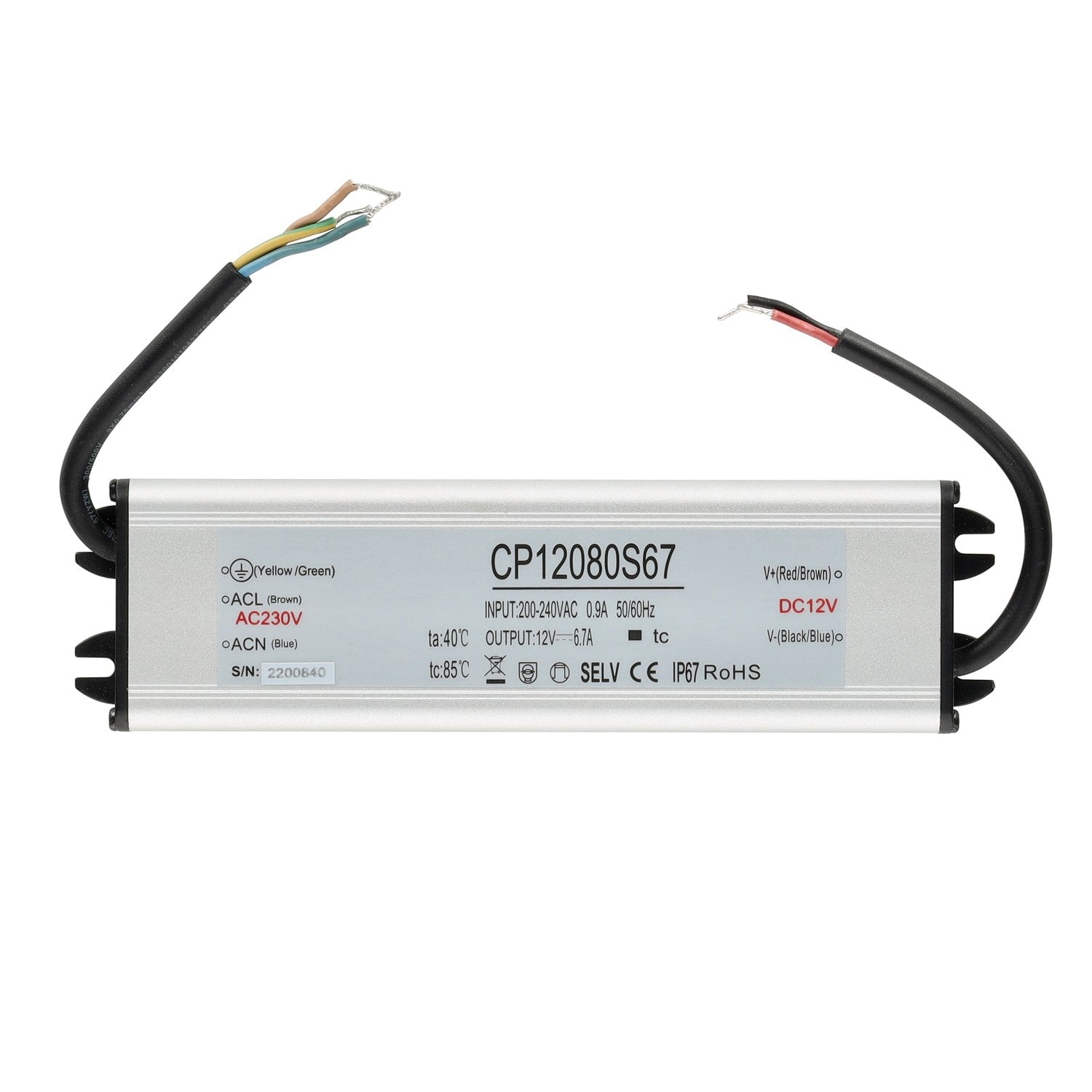 Zasilacz LED instalacyjny TAŚMY LED 12V 80W 6,67A IP67 - LAITICA