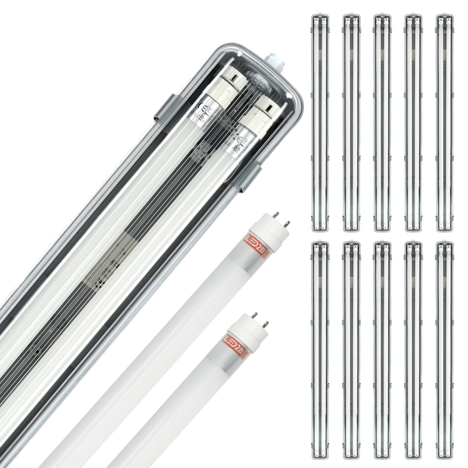 Zestaw 10x oprawa hermetyczna AQUA M 2x120 + 20x świetlówka 18W zimnobiała - LAITICA