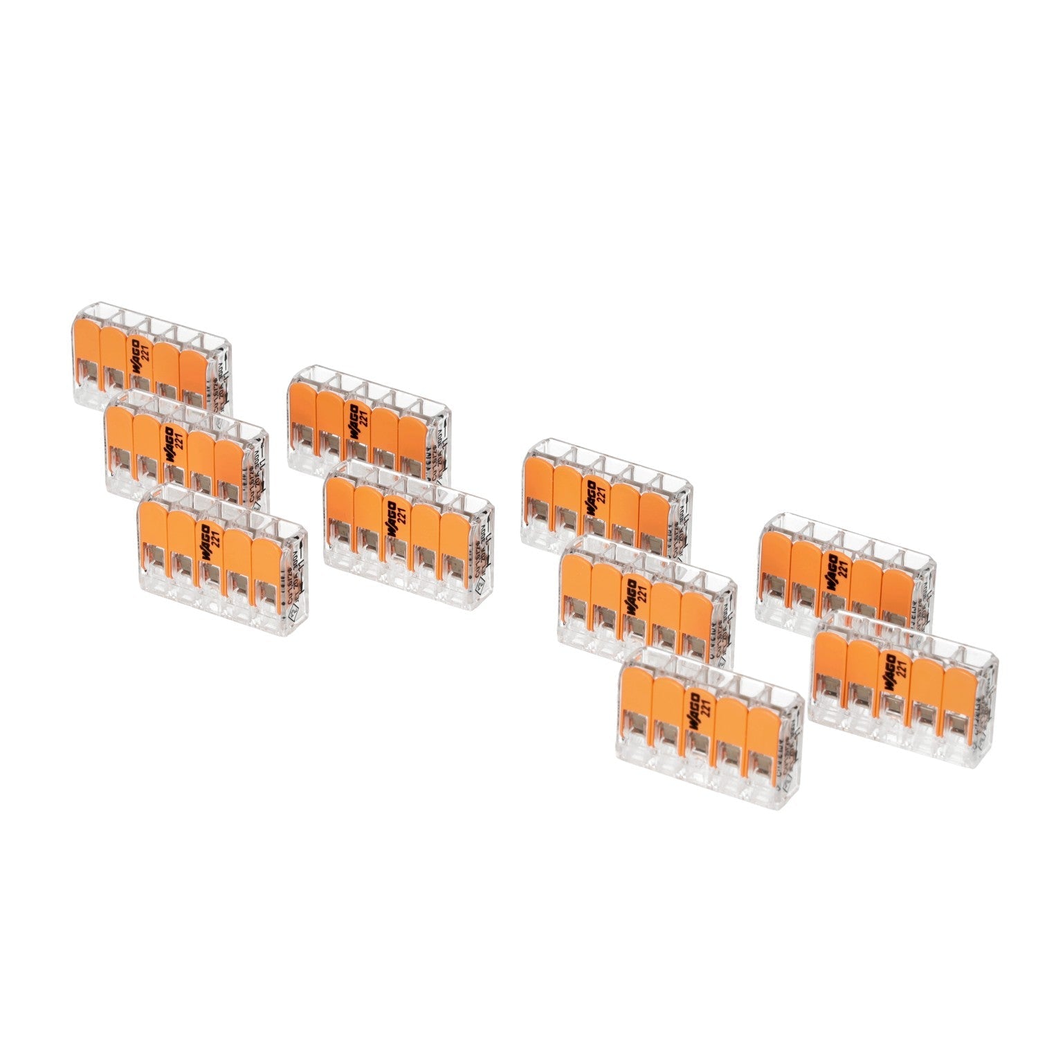 ZESTAW 10x Szybkozłączki WAGO 5 gniazd 0,14 - 4mm 221 - 415 złączka zaciskowa - LAITICA